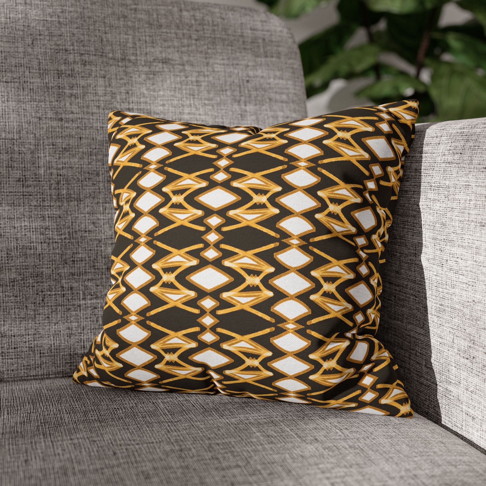 Yellow & Brown Geometric Pillowcase, Decorative throw pillow cover, Cozy home decor, Vibrant accent pillow, Modern home gift