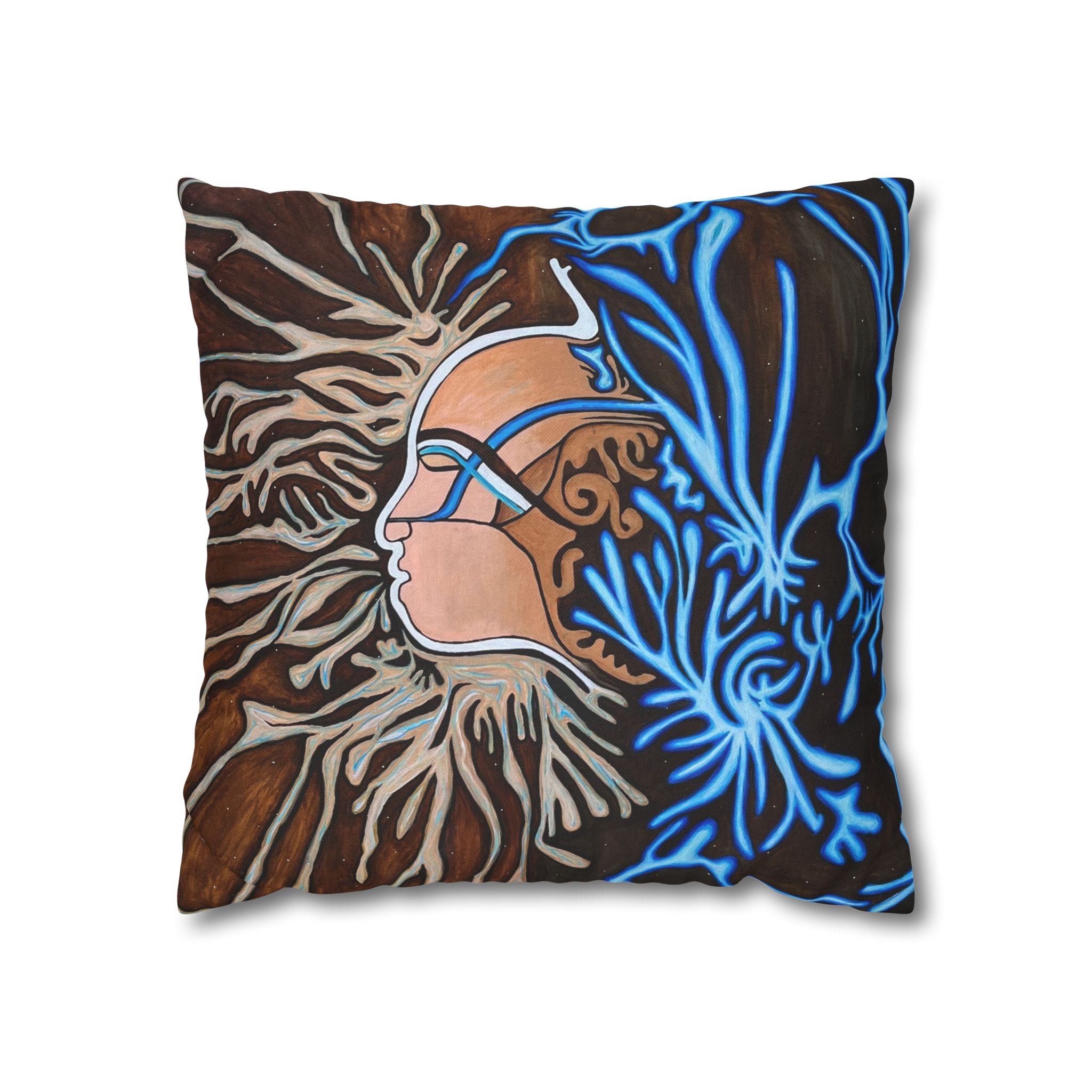 Artistic Mycelium Pillowcase, Unique Home Decor, Boho Chic Cushion Cover, Colorful Accent Pillow, Gifts for Art Lovers