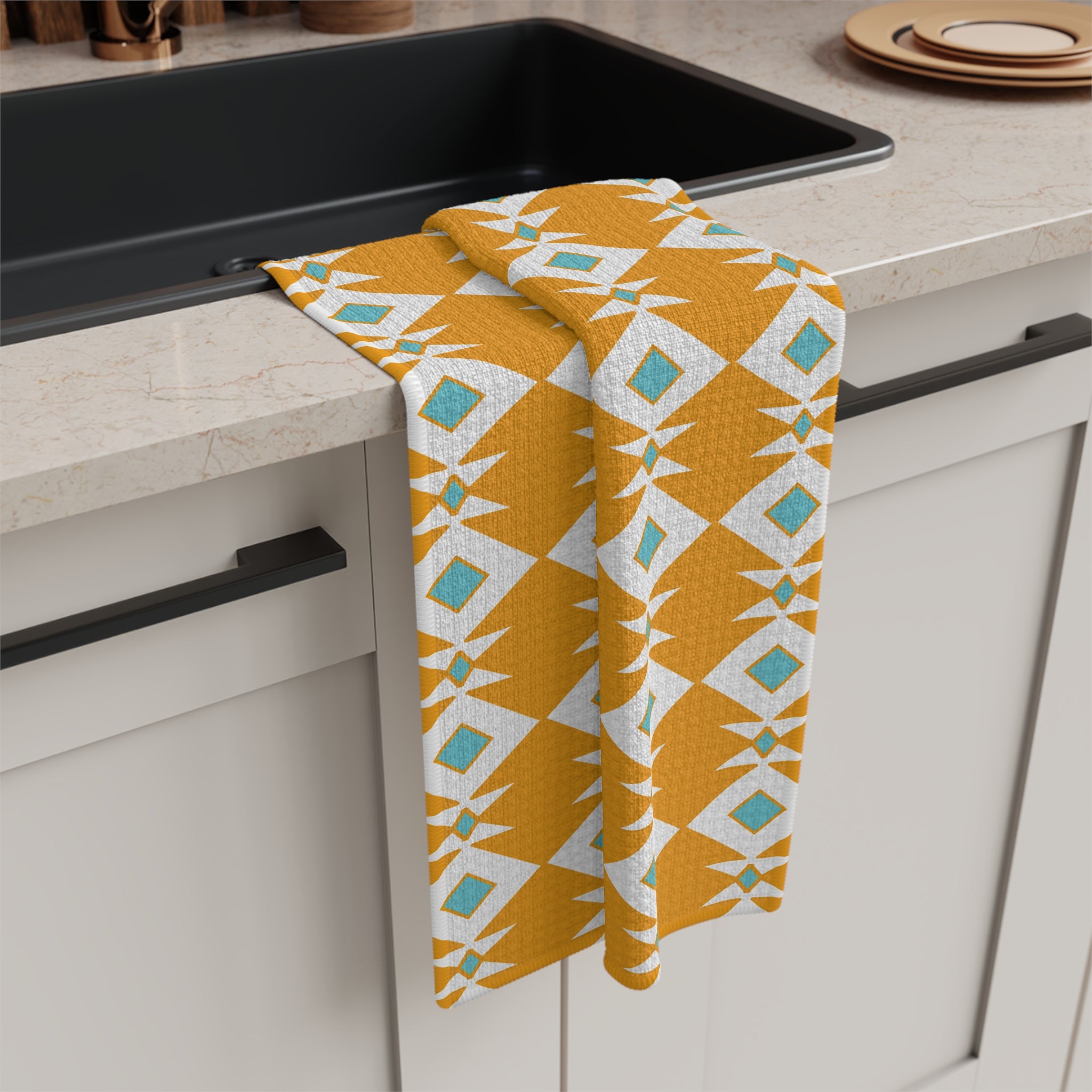 Bright Geometric Microfiber Tea Towel, Kitchen Decor, Gift for Her, Colorful Home Accessory, Hostess Gift, Unique Kitchen Towel