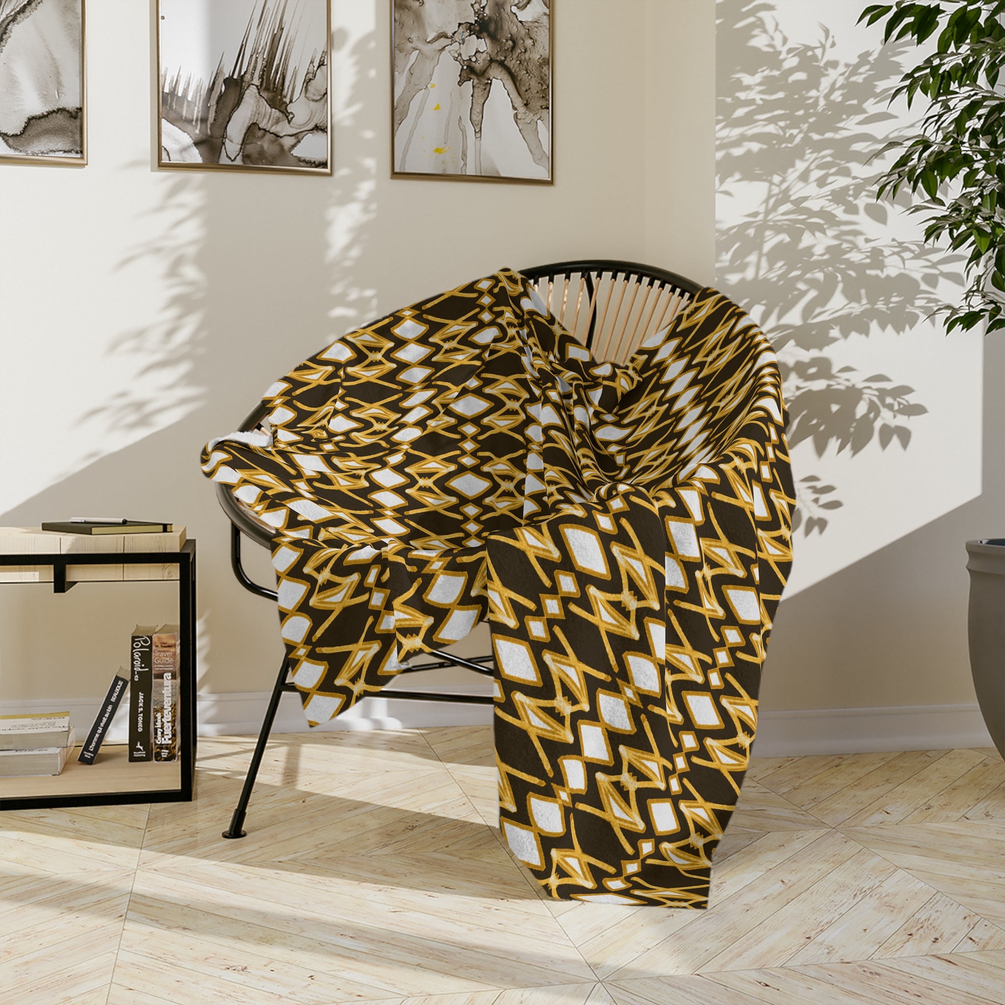 Yellow & Brown Cozy Velveteen Microfiber Blanket | Warm Throw Blanket, Decorative Bedding, Couch Cover, Gift for Home, Snug & Stylish