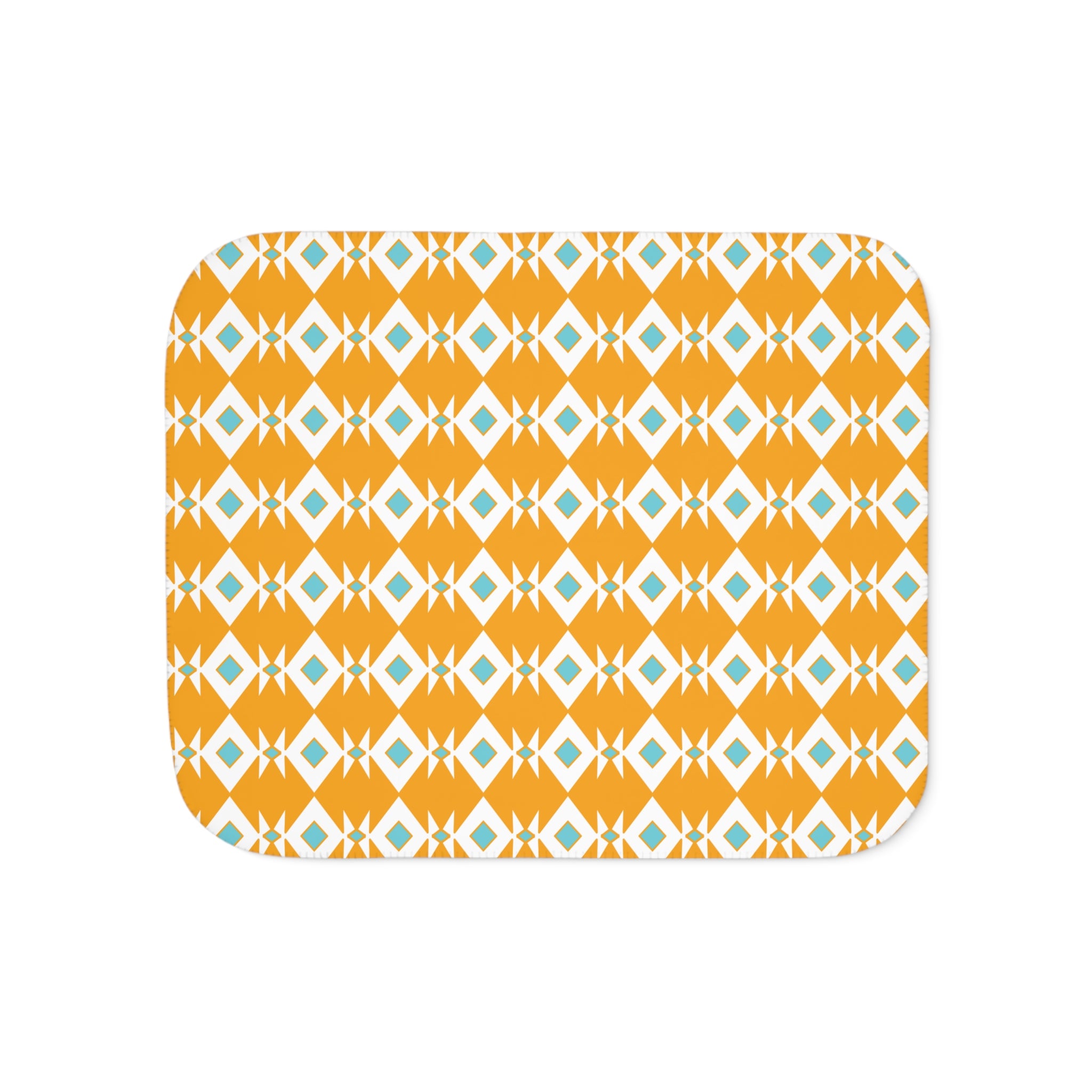 Yellow & Blue Geometric Design Cozy Sherpa Blanket for All Seasons, Decorative Throw, Warm Blanket for Couch, Perfect Gift for Home, Two Colors