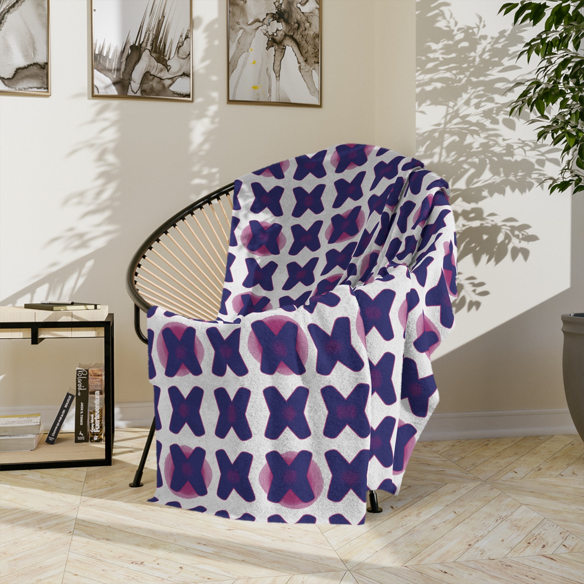 Cozy Blue & Pink Decorative Blanket, Soft Throw Blanket, Home Decor, Gift Idea, Bedroom Accessory, Stylish Blanket, Sofa Cover