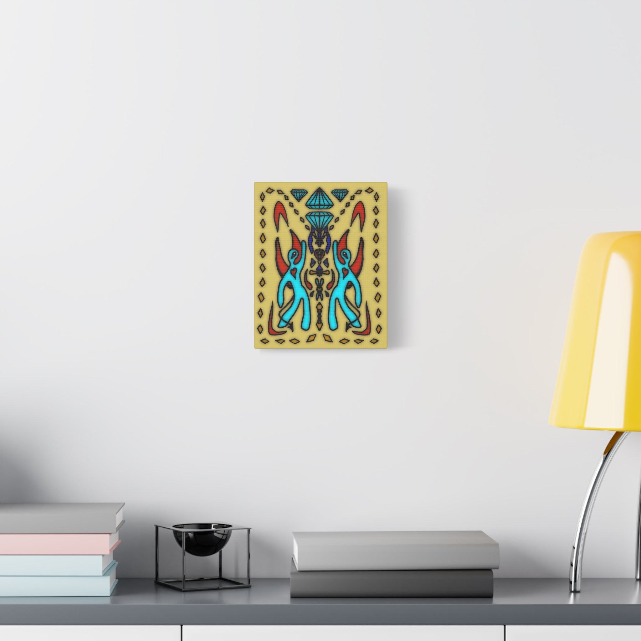 Diamond Sisters Colorful Abstract Wall Art, Canvas Decor, Home Office Accent, Unique Gift, Bohemian Style, Living Room Artwork, Vibrant Gallery Piece