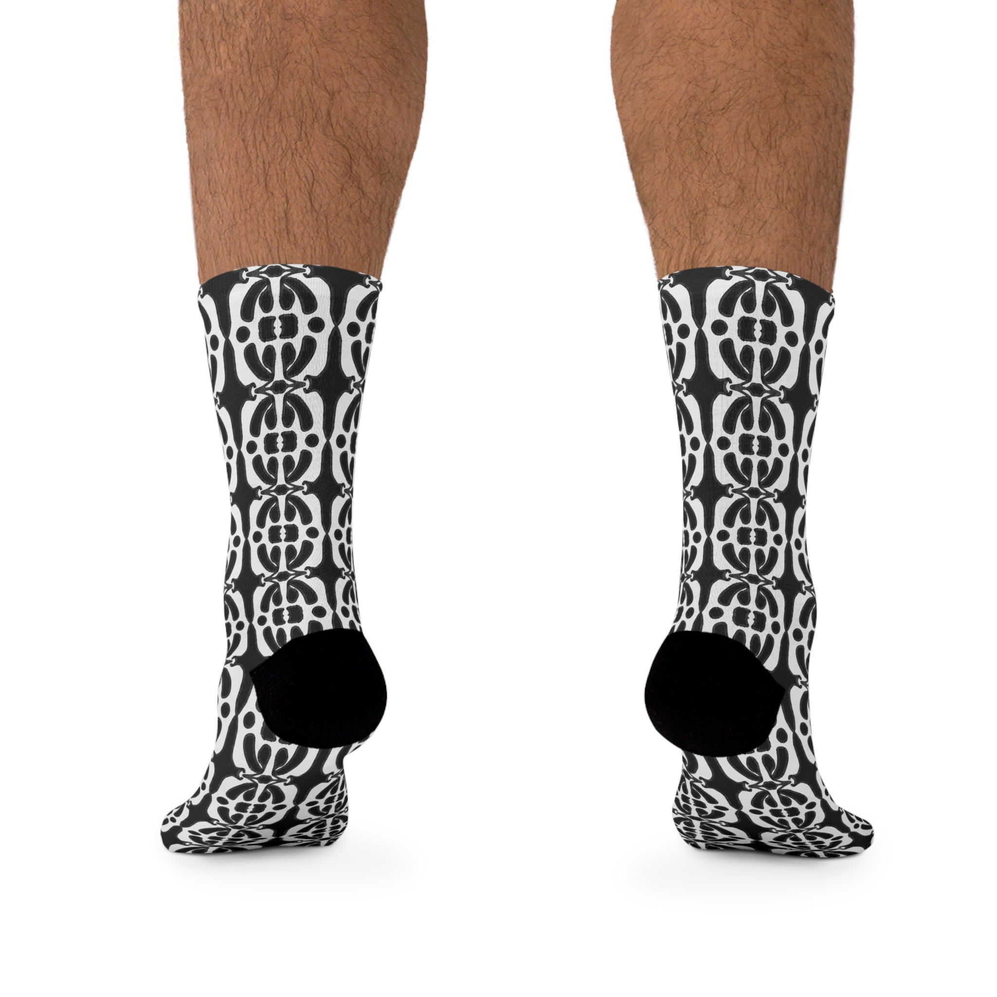 Black & White Patterned Socks for Men & Women, Sustainable Gifts, Fun Footwear, Earth Day Socks, Fashionable Daily Wear
