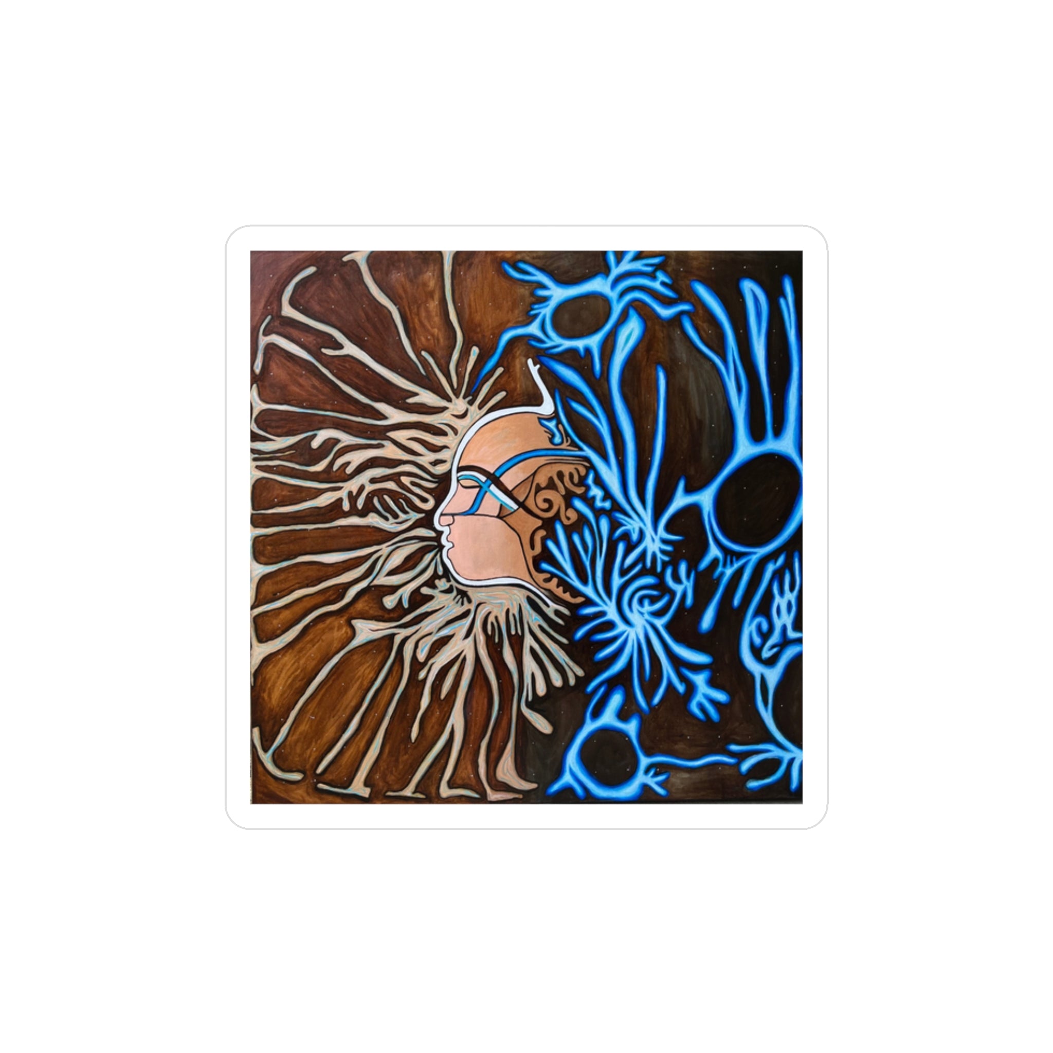 Artistic Mycelium Vinyl Decals for Home Decor, Stickers for Car, Laptop, Water Bottle, Unique Gifts, Bohemian Style