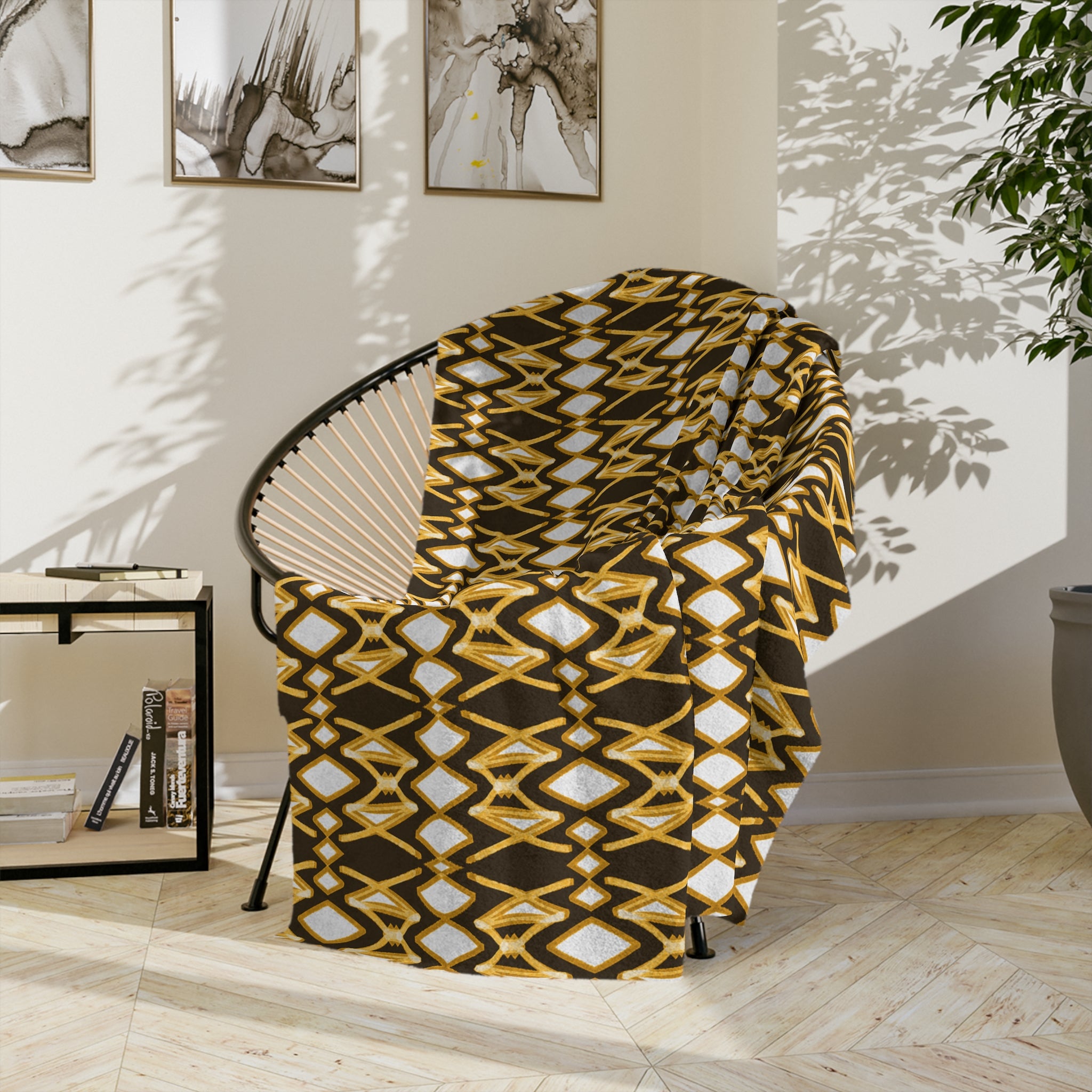 Yellow & Brown Cozy Velveteen Microfiber Blanket | Warm Throw Blanket, Decorative Bedding, Couch Cover, Gift for Home, Snug & Stylish