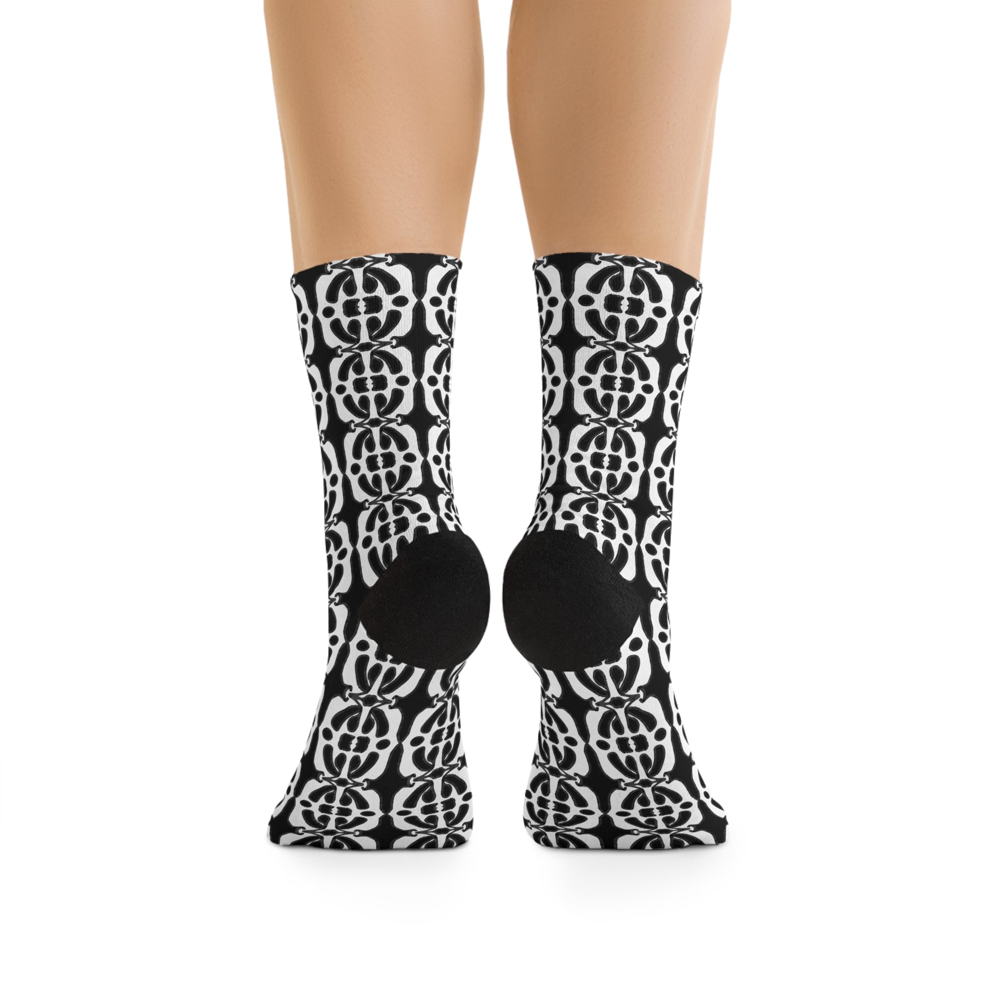 Black & White Patterned Socks for Men & Women, Sustainable Gifts, Fun Footwear, Earth Day Socks, Fashionable Daily Wear