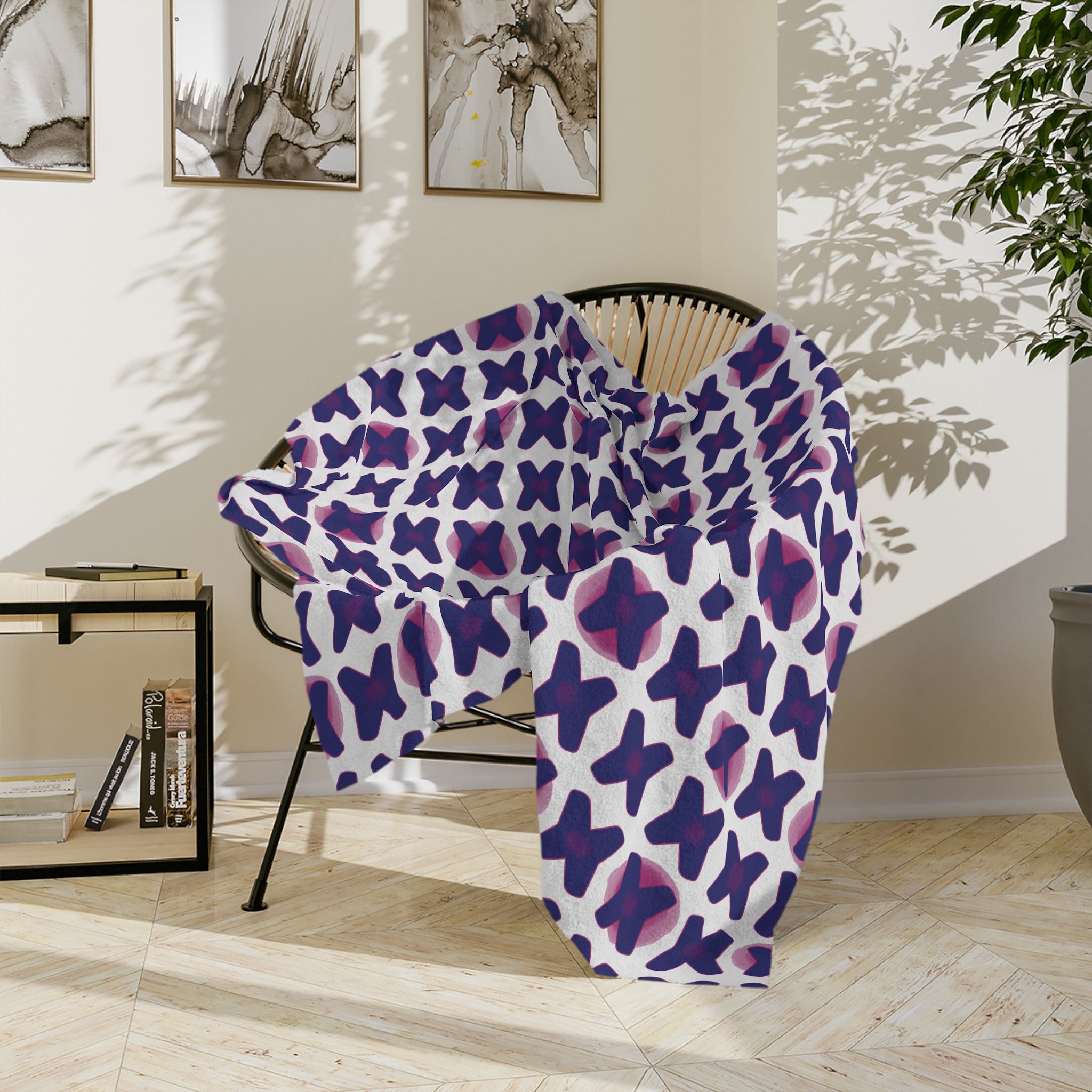 Cozy Blue & Pink Decorative Blanket, Soft Throw Blanket, Home Decor, Gift Idea, Bedroom Accessory, Stylish Blanket, Sofa Cover