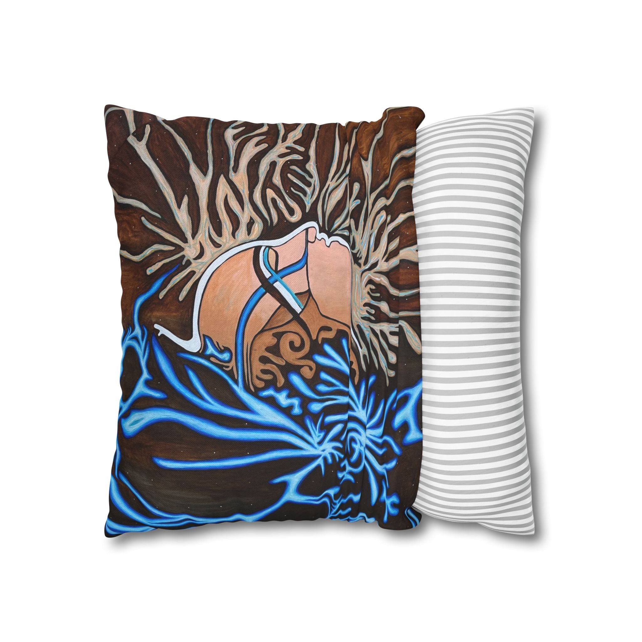 Artistic Mycelium Pillowcase, Unique Home Decor, Boho Chic Cushion Cover, Colorful Accent Pillow, Gifts for Art Lovers