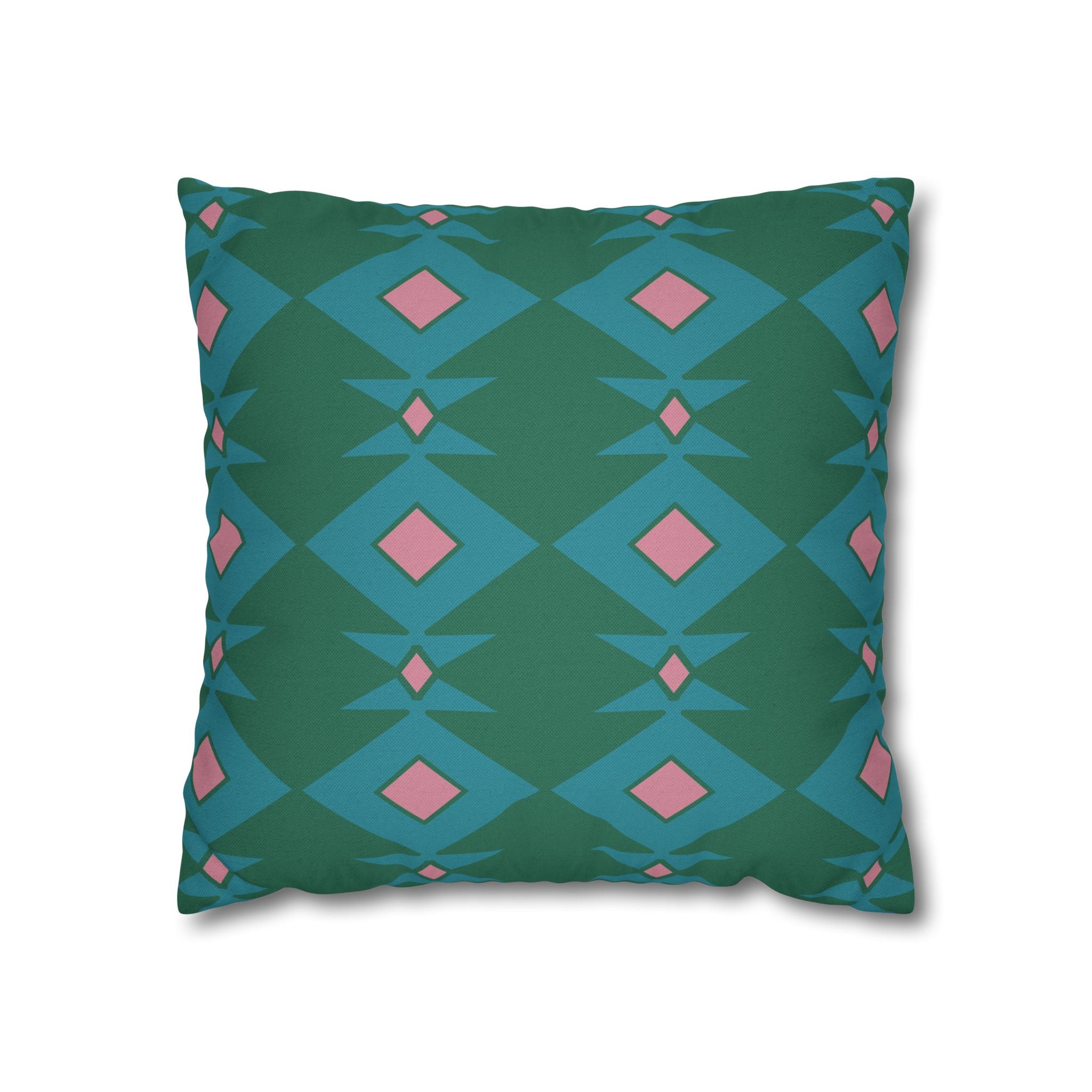 Green & Pink Geometric Pillowcase, Decorative throw pillow cover, Cozy home decor, Vibrant accent pillow, Modern home gift