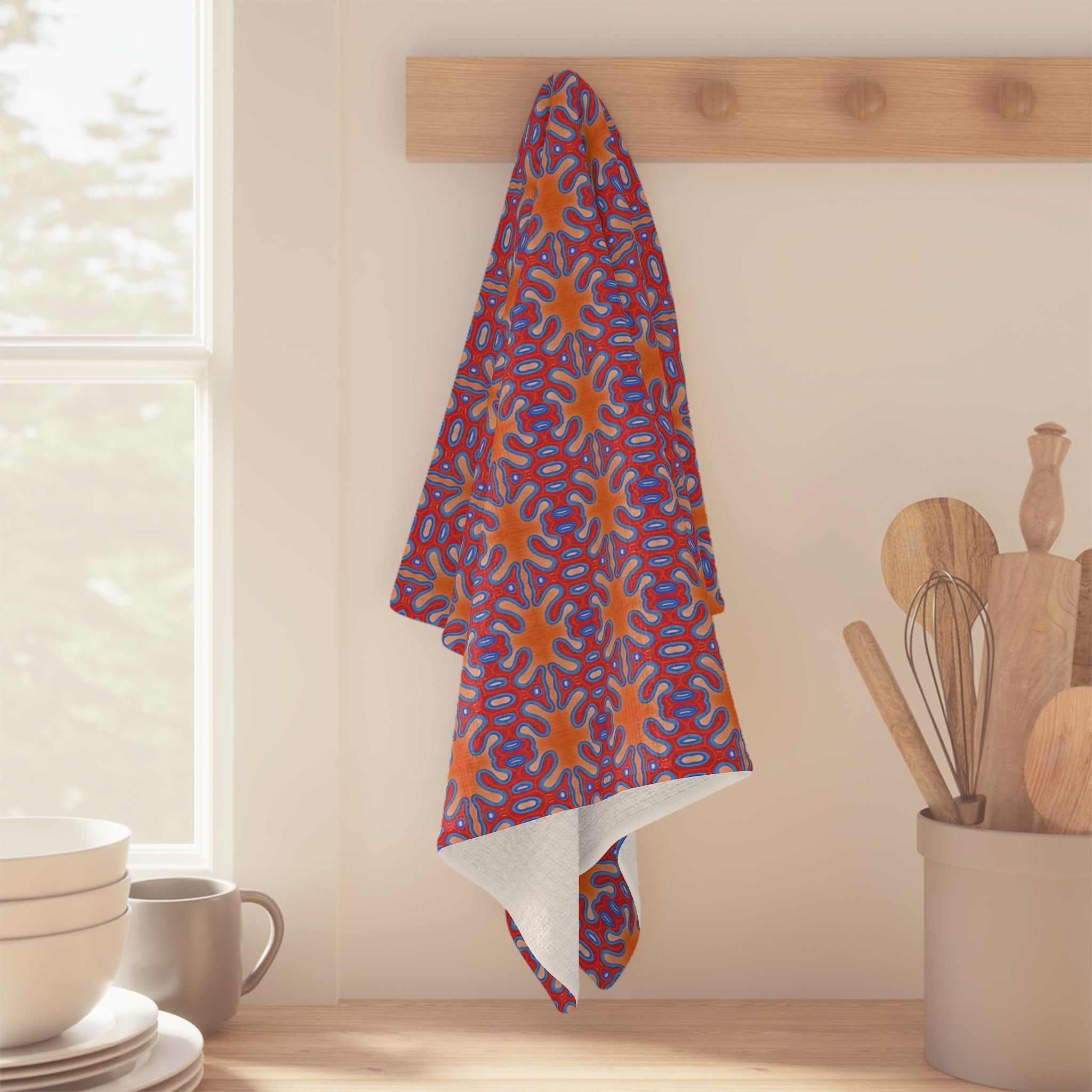 Orange Vibrant Microfiber Tea Towel, Modern Kitchen Decor, Dining Gift, Colorful Home Accessory, Easy Care Kitchen Towel