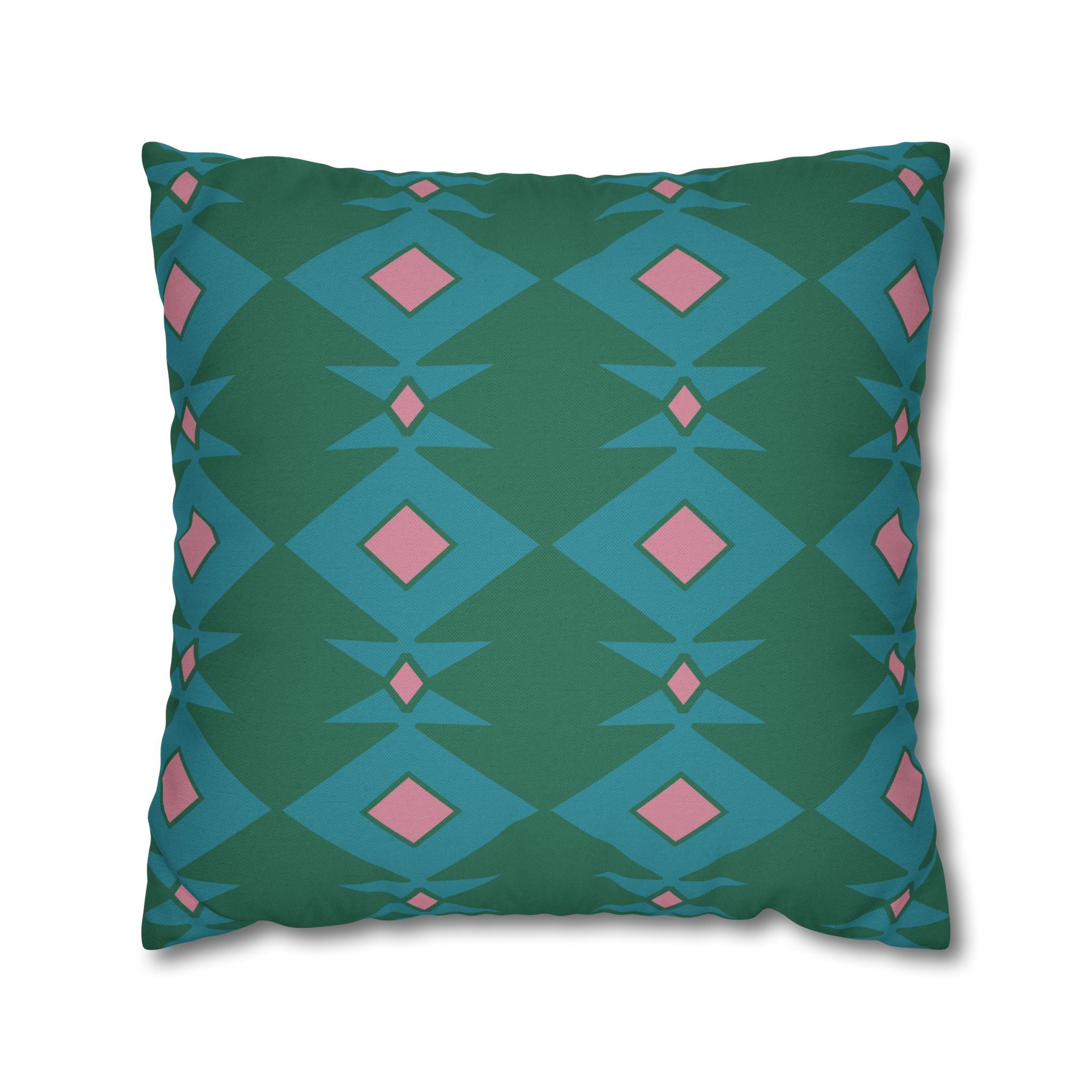 Green & Pink Geometric Pillowcase, Decorative throw pillow cover, Cozy home decor, Vibrant accent pillow, Modern home gift