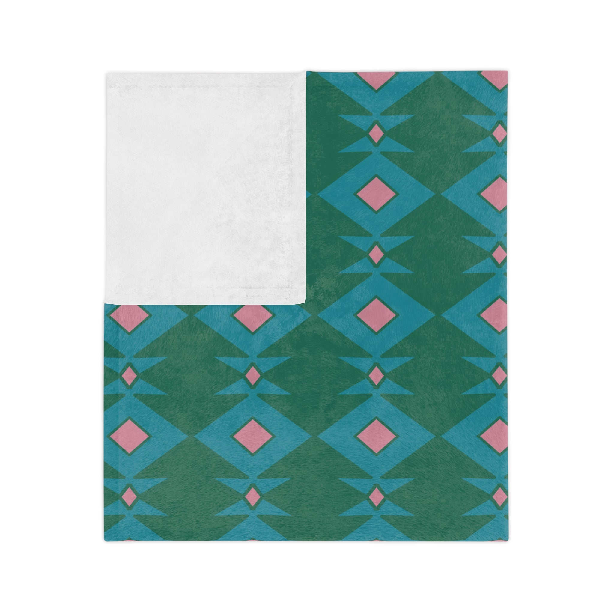 Cozy Green & Pink Velveteen Microfiber Blanket, Soft Throw for Home Decor, Perfect Gift for Housewarming, Pet Lovers, or Cozy Movie Nights