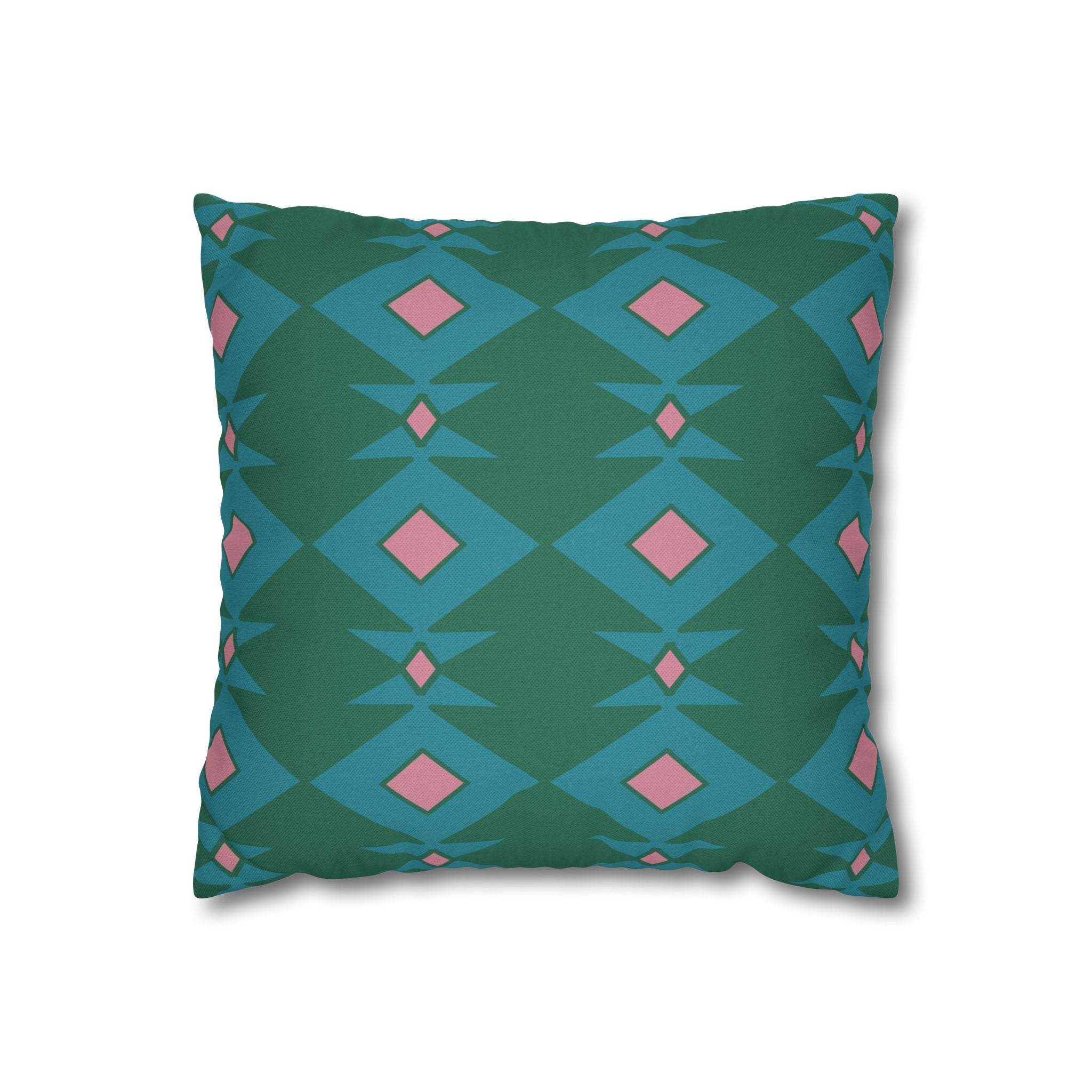 Green & Pink Geometric Pillowcase, Decorative throw pillow cover, Cozy home decor, Vibrant accent pillow, Modern home gift