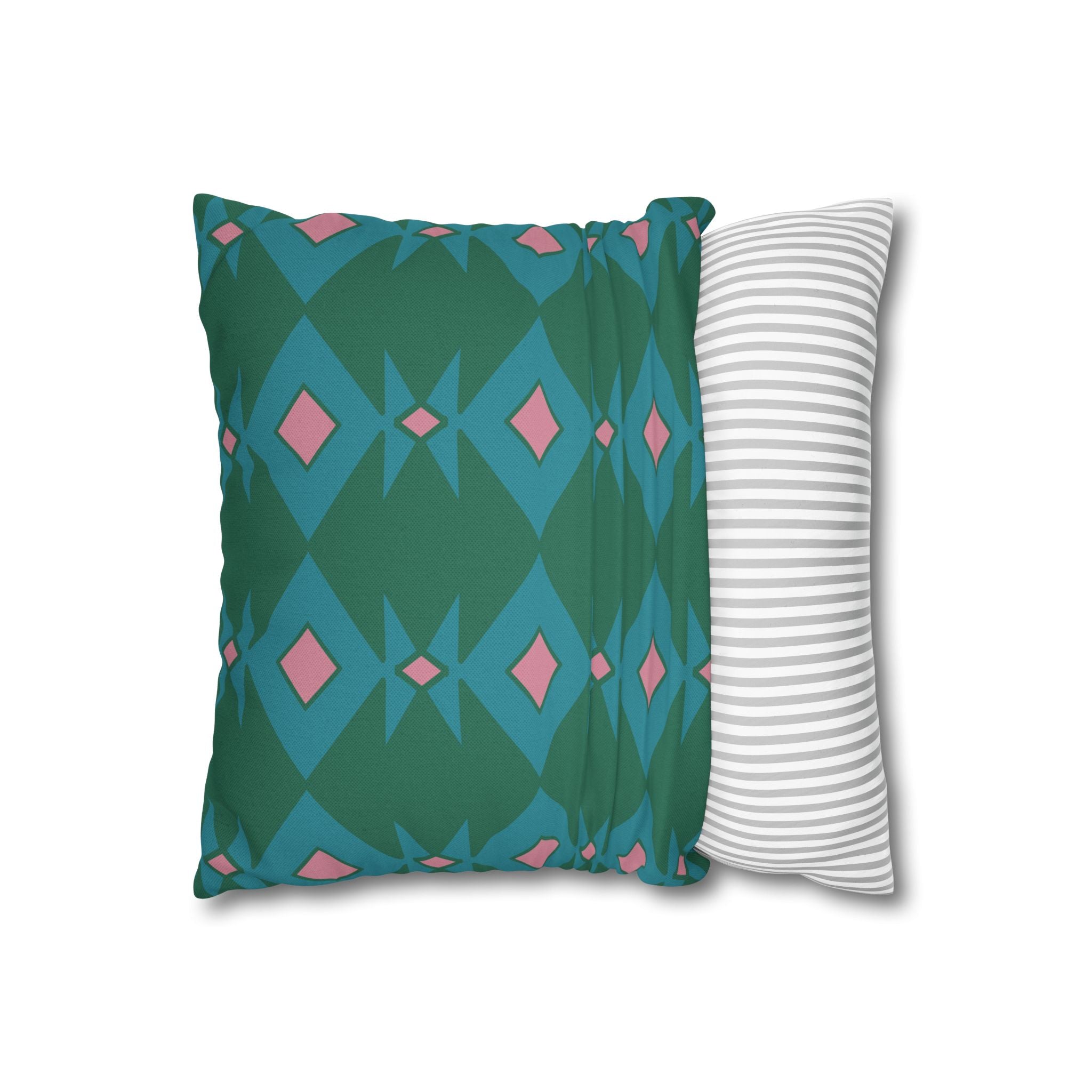 Green & Pink Geometric Pillowcase, Decorative throw pillow cover, Cozy home decor, Vibrant accent pillow, Modern home gift