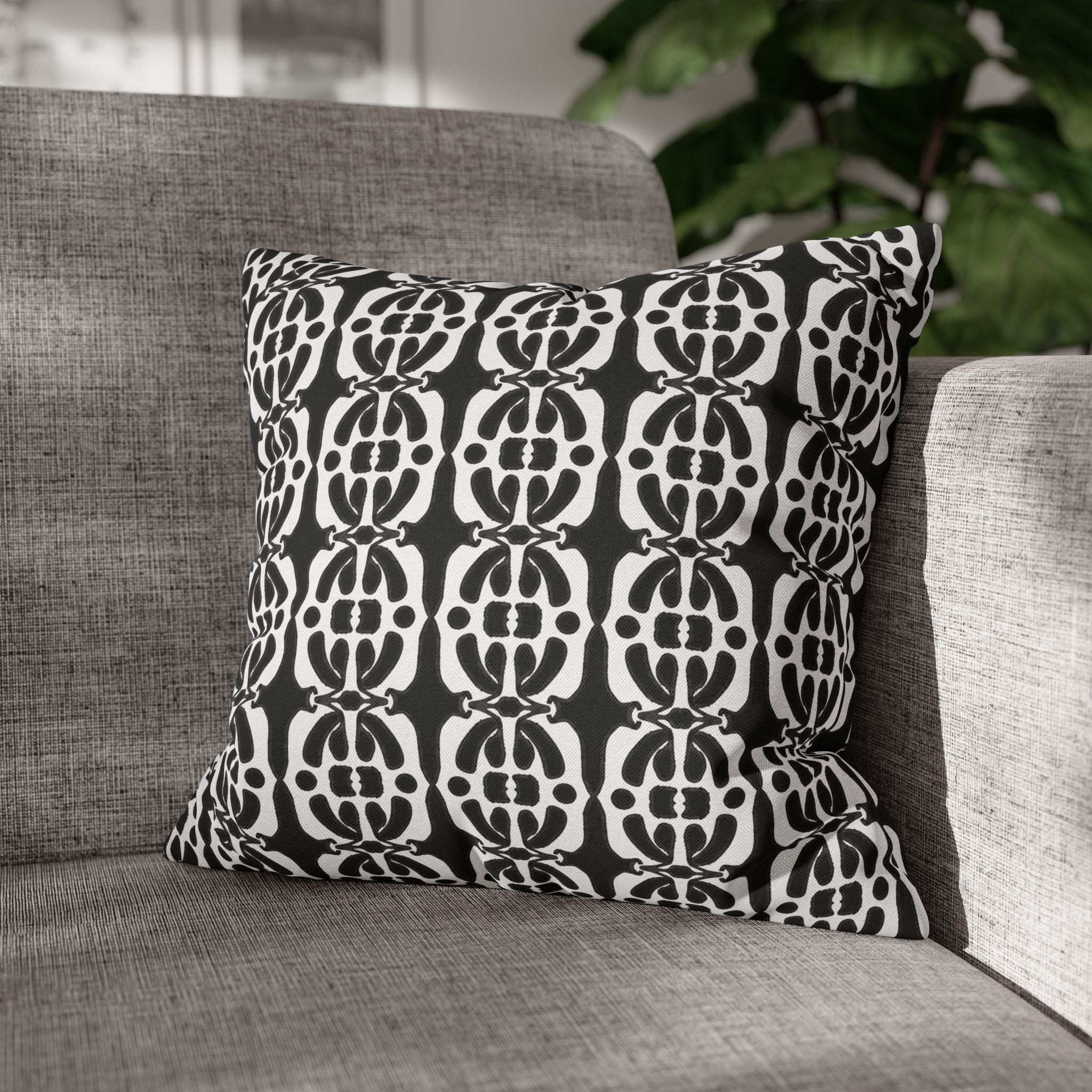 Black & White Geometric Pillowcase, Decorative throw pillow cover, Cozy home decor, Vibrant accent pillow, Modern home gift