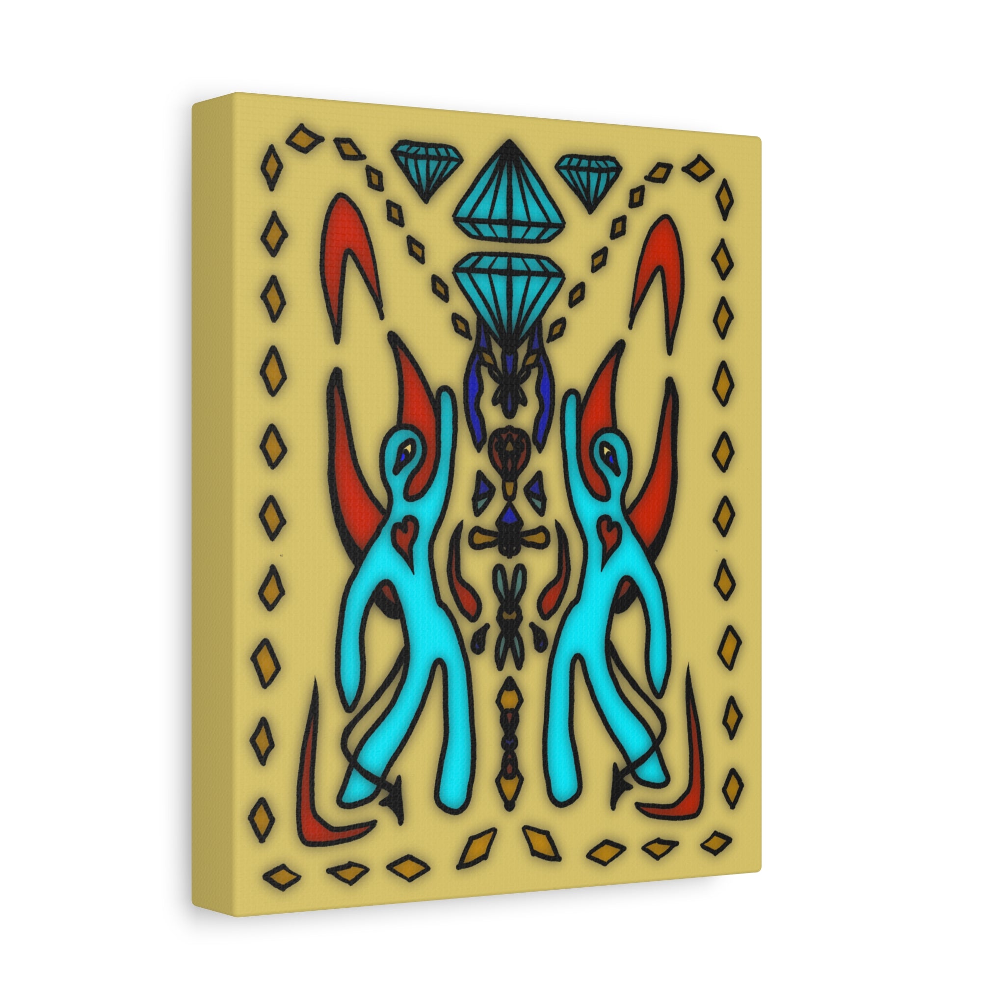 Diamond Sisters Colorful Abstract Wall Art, Canvas Decor, Home Office Accent, Unique Gift, Bohemian Style, Living Room Artwork, Vibrant Gallery Piece