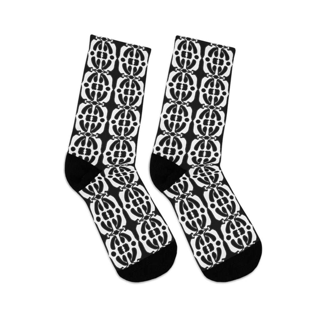 Black & White Patterned Socks for Men & Women, Sustainable Gifts, Fun Footwear, Earth Day Socks, Fashionable Daily Wear