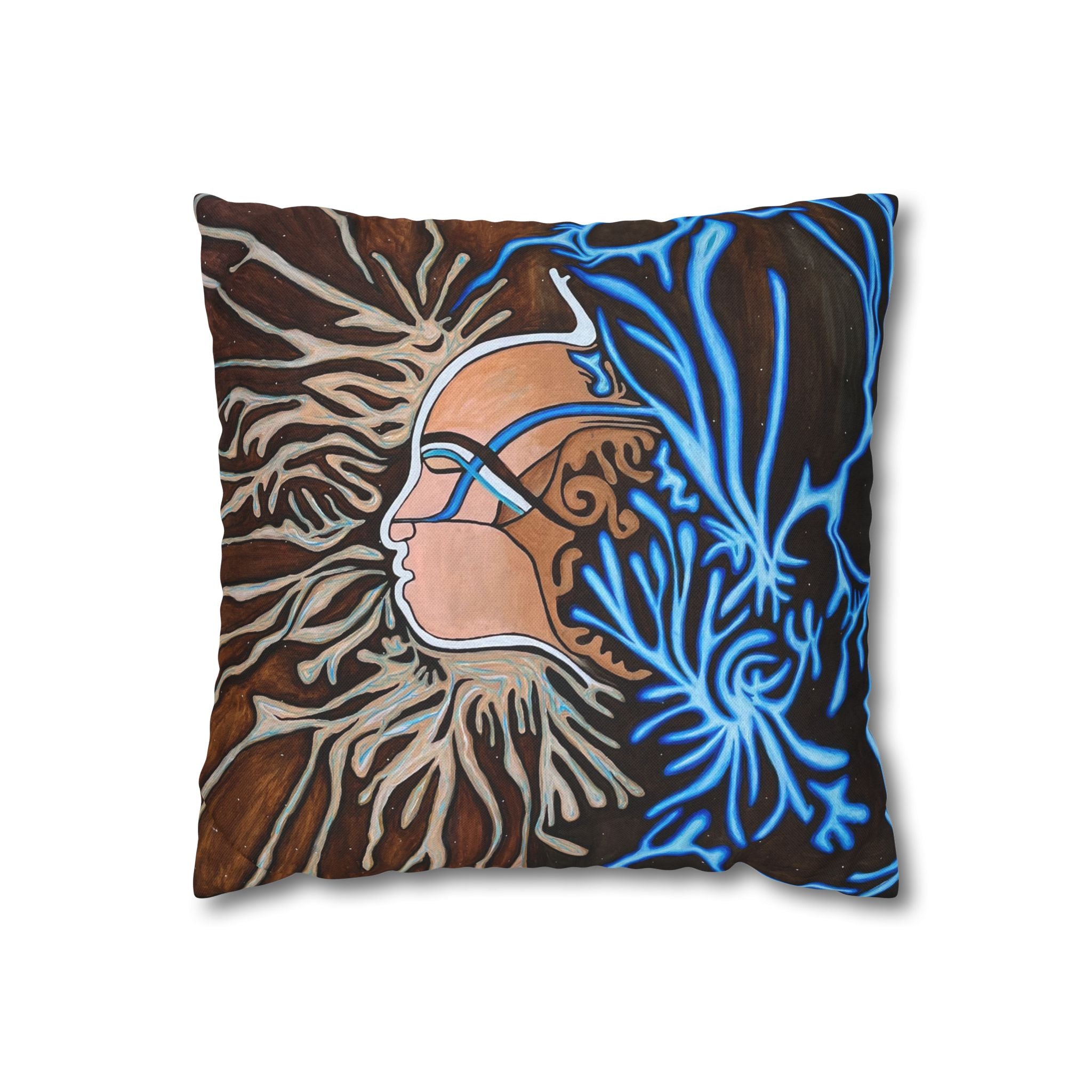 Artistic Mycelium Pillowcase, Unique Home Decor, Boho Chic Cushion Cover, Colorful Accent Pillow, Gifts for Art Lovers