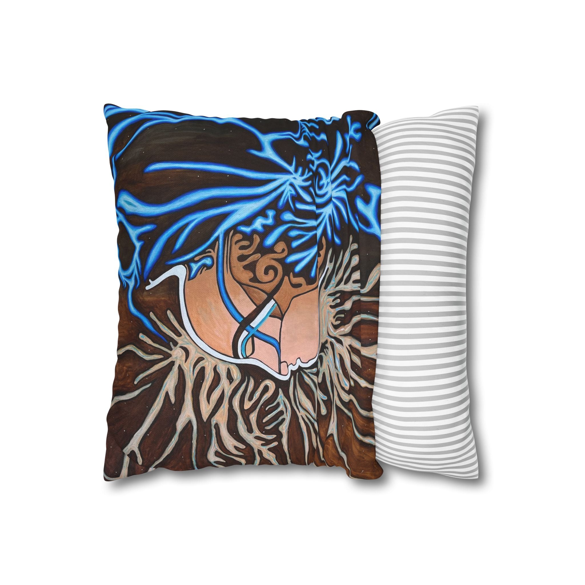 Artistic Mycelium Pillowcase, Unique Home Decor, Boho Chic Cushion Cover, Colorful Accent Pillow, Gifts for Art Lovers