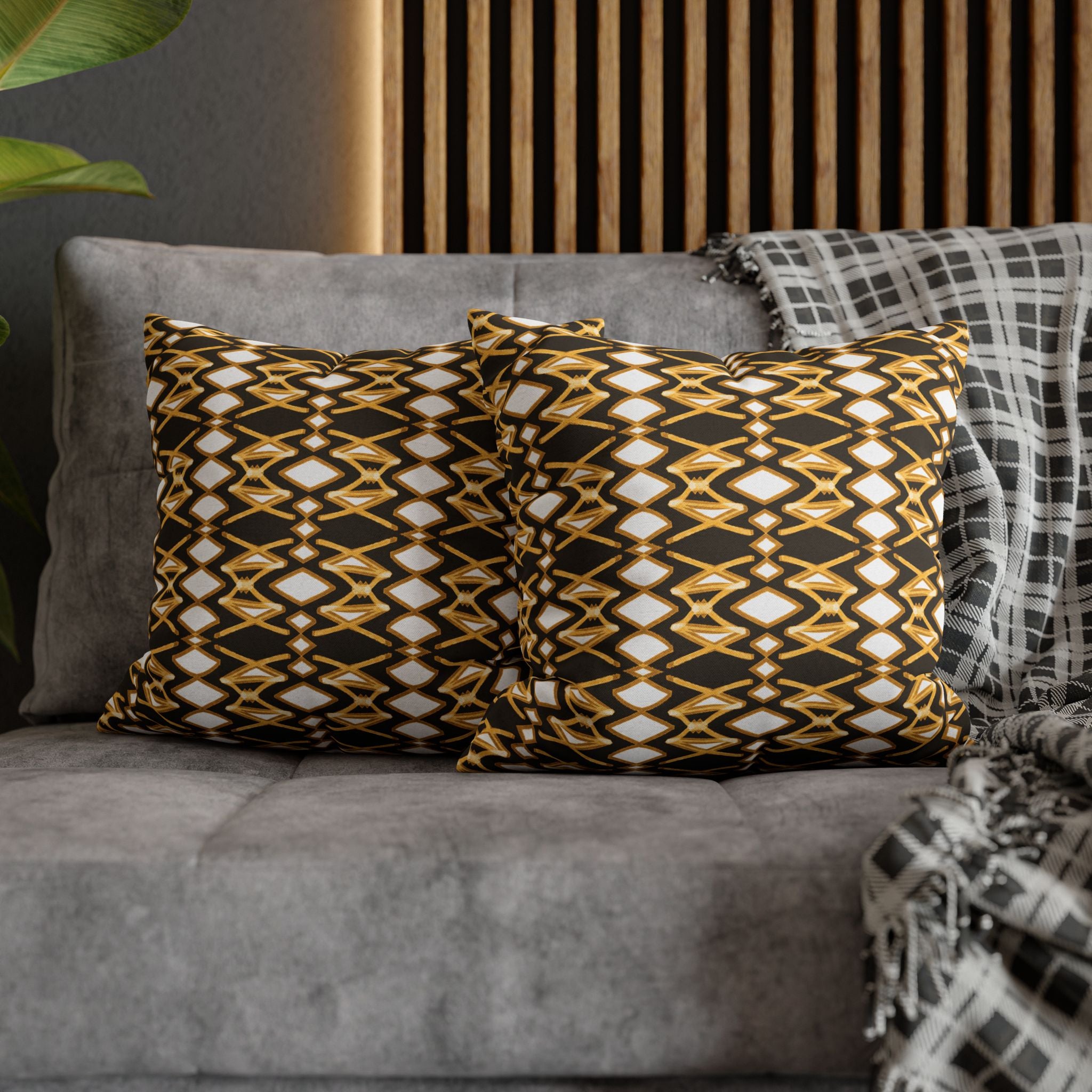 Yellow & Brown Geometric Pillowcase, Decorative throw pillow cover, Cozy home decor, Vibrant accent pillow, Modern home gift