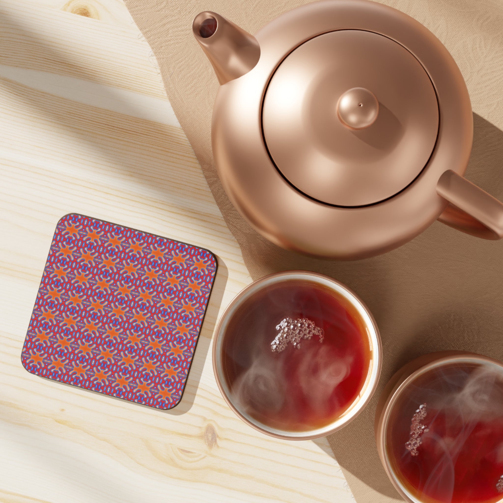 Orange Pattern Coaster Set - Retro Drink Coasters for Home Decor, Housewarming Gift, Bar Accessories, Unique Tableware, Colorful [...]