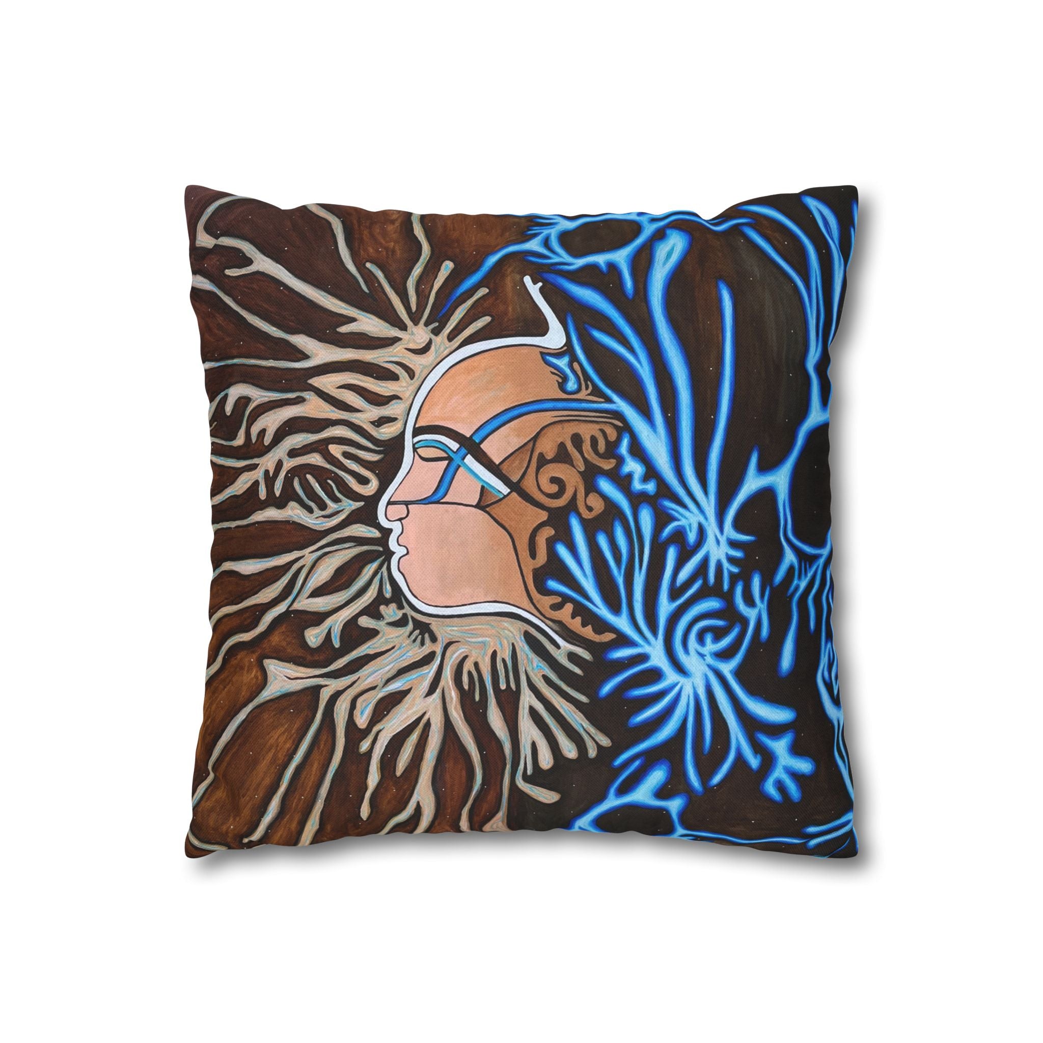 Artistic Mycelium Pillowcase, Unique Home Decor, Boho Chic Cushion Cover, Colorful Accent Pillow, Gifts for Art Lovers