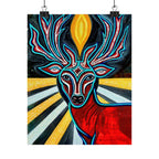Deer Spirit Matte Vertical Poster — Vibrant Geometric Stag Wall Art
