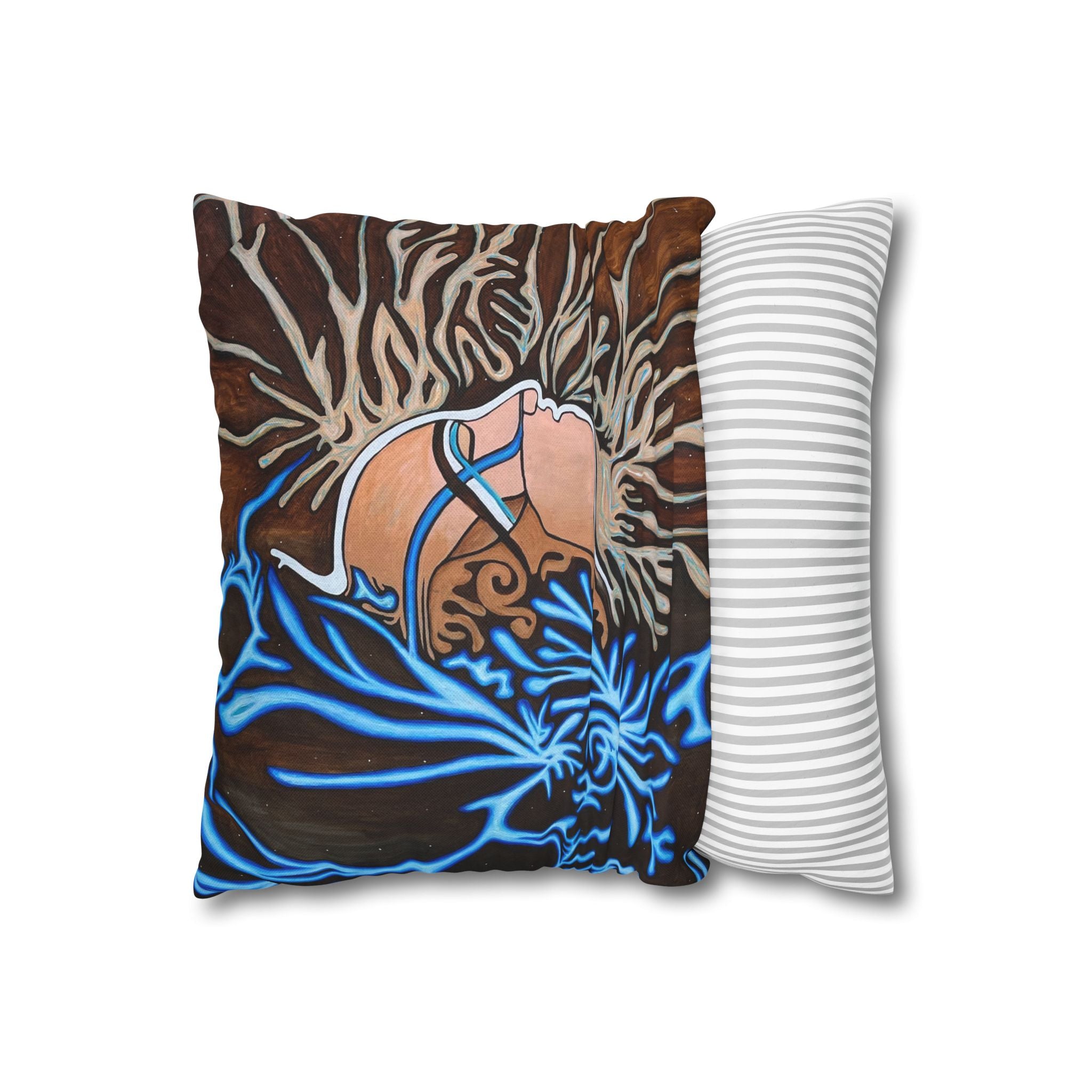 Artistic Mycelium Pillowcase, Unique Home Decor, Boho Chic Cushion Cover, Colorful Accent Pillow, Gifts for Art Lovers