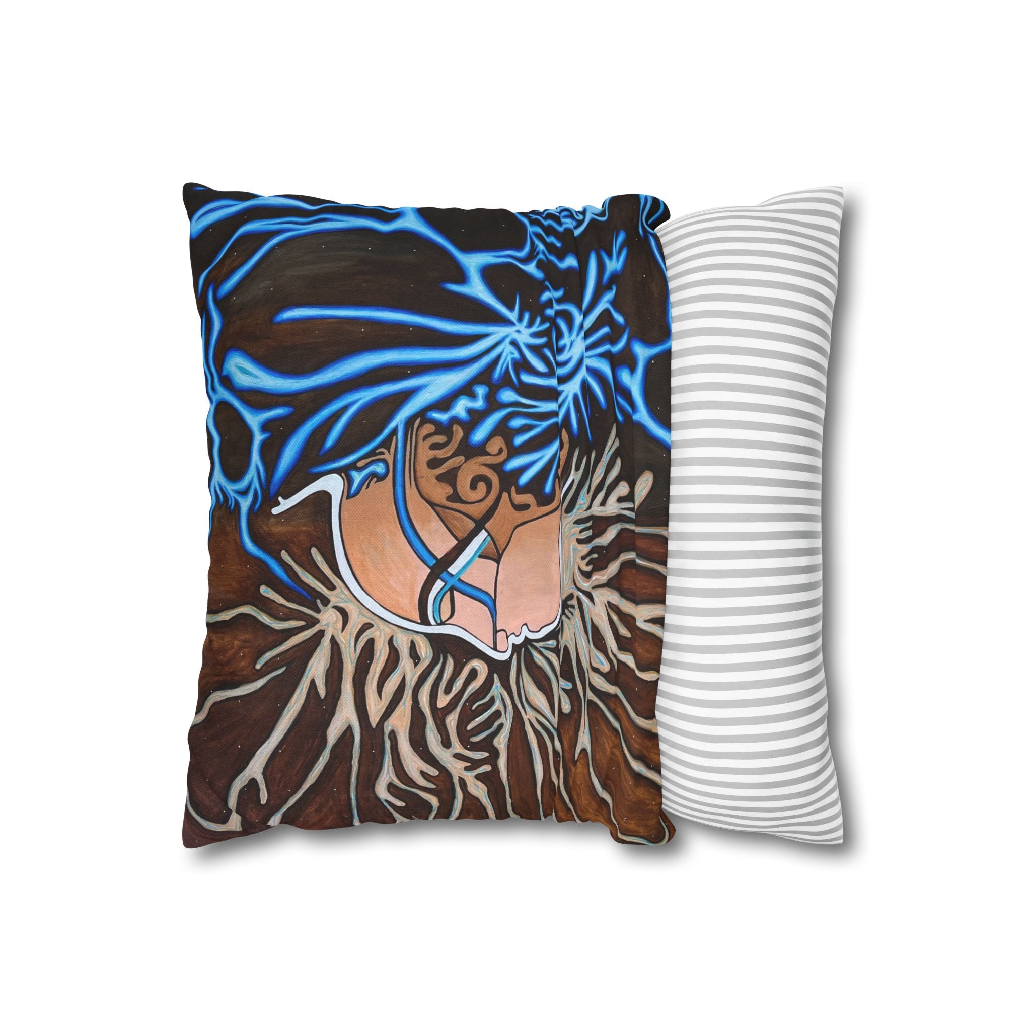 Artistic Mycelium Pillowcase, Unique Home Decor, Boho Chic Cushion Cover, Colorful Accent Pillow, Gifts for Art Lovers