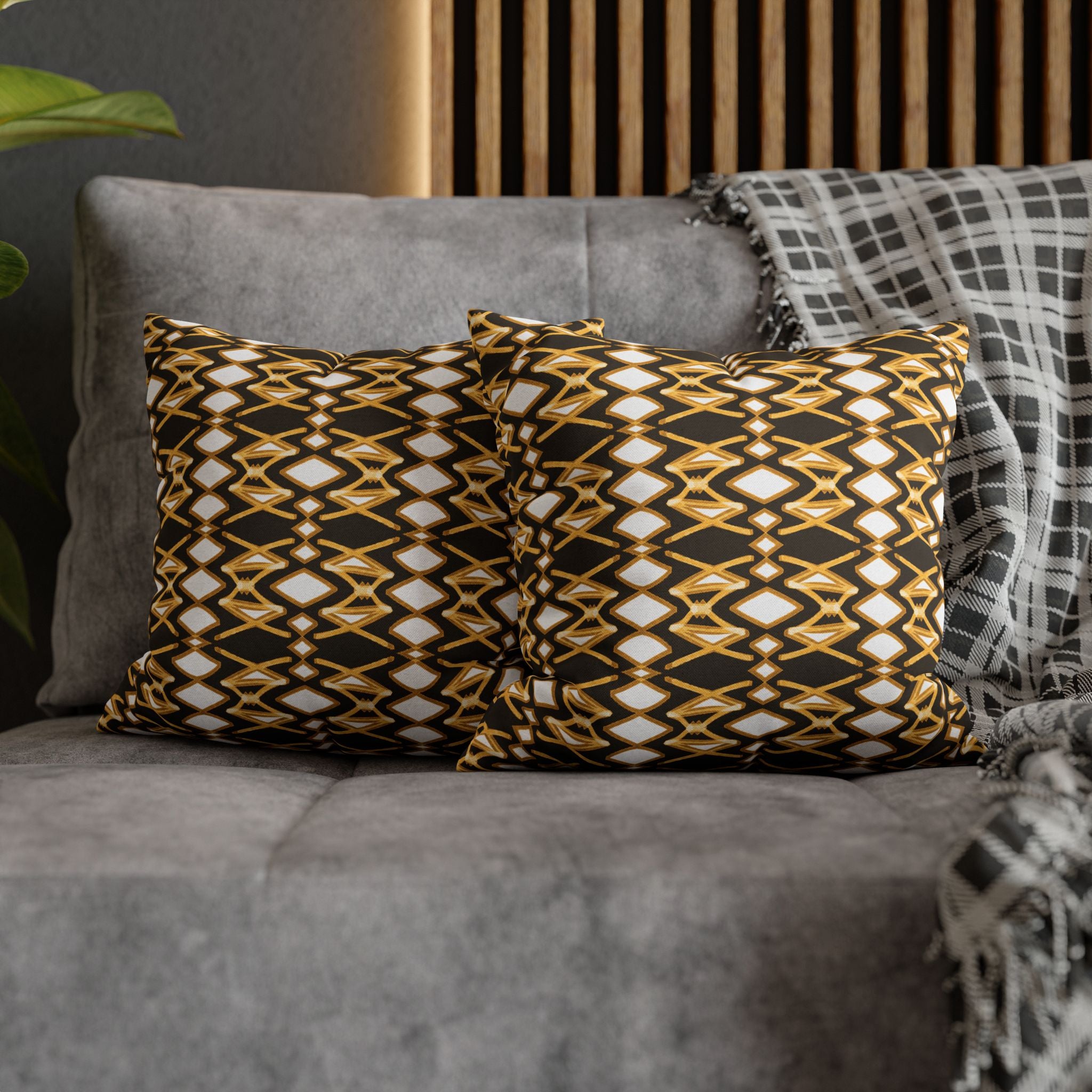 Yellow & Brown Geometric Pillowcase, Decorative throw pillow cover, Cozy home decor, Vibrant accent pillow, Modern home gift