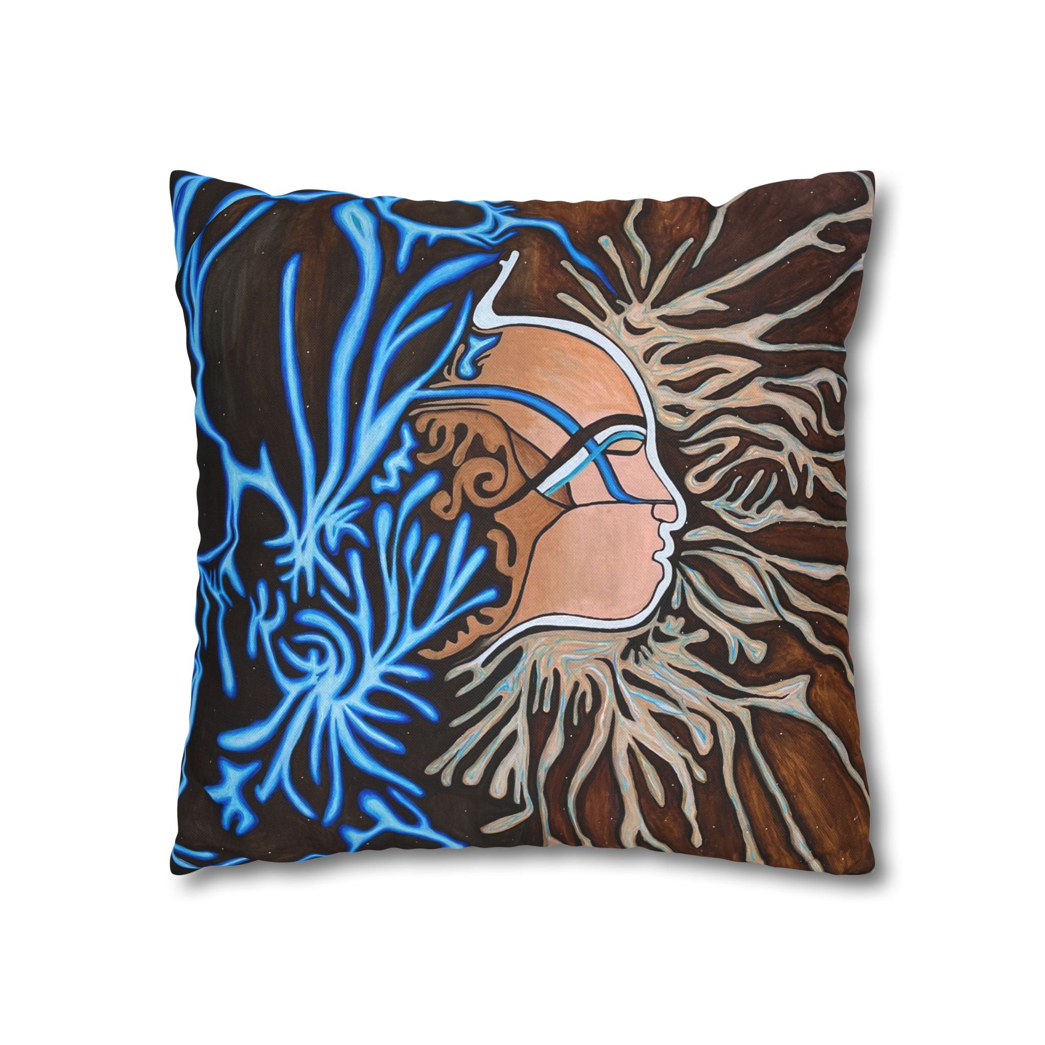 Artistic Mycelium Pillowcase, Unique Home Decor, Boho Chic Cushion Cover, Colorful Accent Pillow, Gifts for Art Lovers