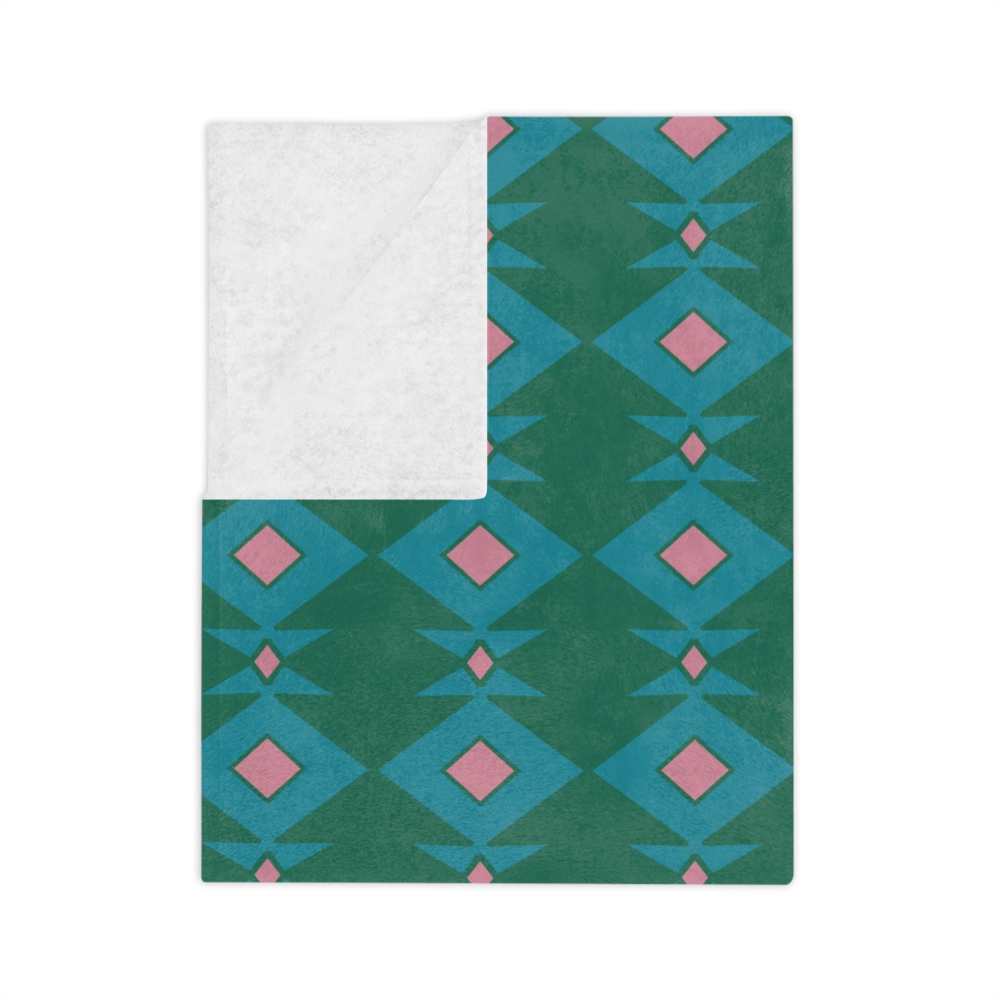 Cozy Green & Pink Velveteen Microfiber Blanket, Soft Throw for Home Decor, Perfect Gift for Housewarming, Pet Lovers, or Cozy Movie Nights