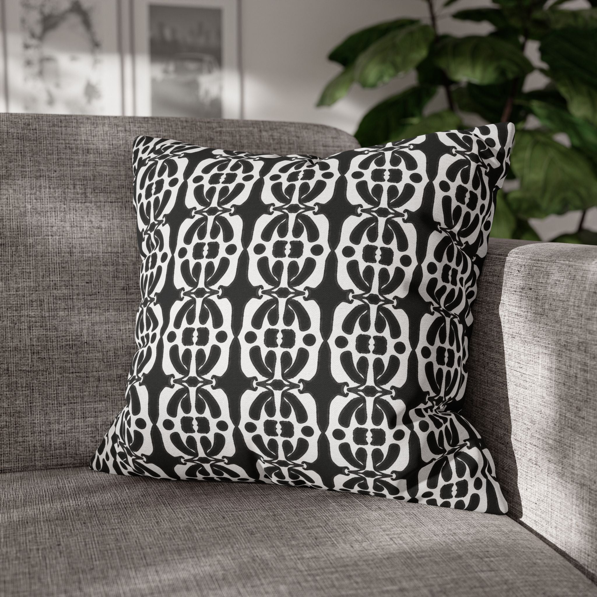Black & White Geometric Pillowcase, Decorative throw pillow cover, Cozy home decor, Vibrant accent pillow, Modern home gift