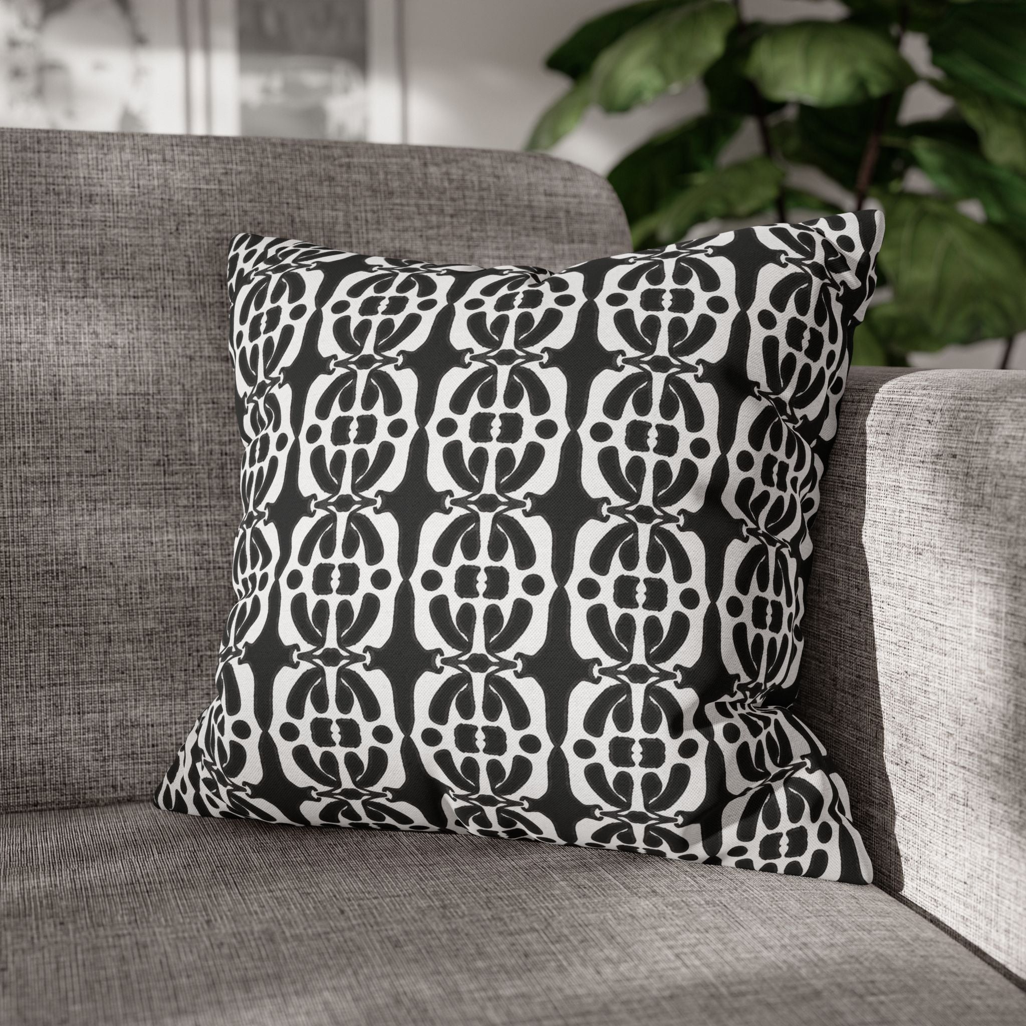 Black & White Geometric Pillowcase, Decorative throw pillow cover, Cozy home decor, Vibrant accent pillow, Modern home gift