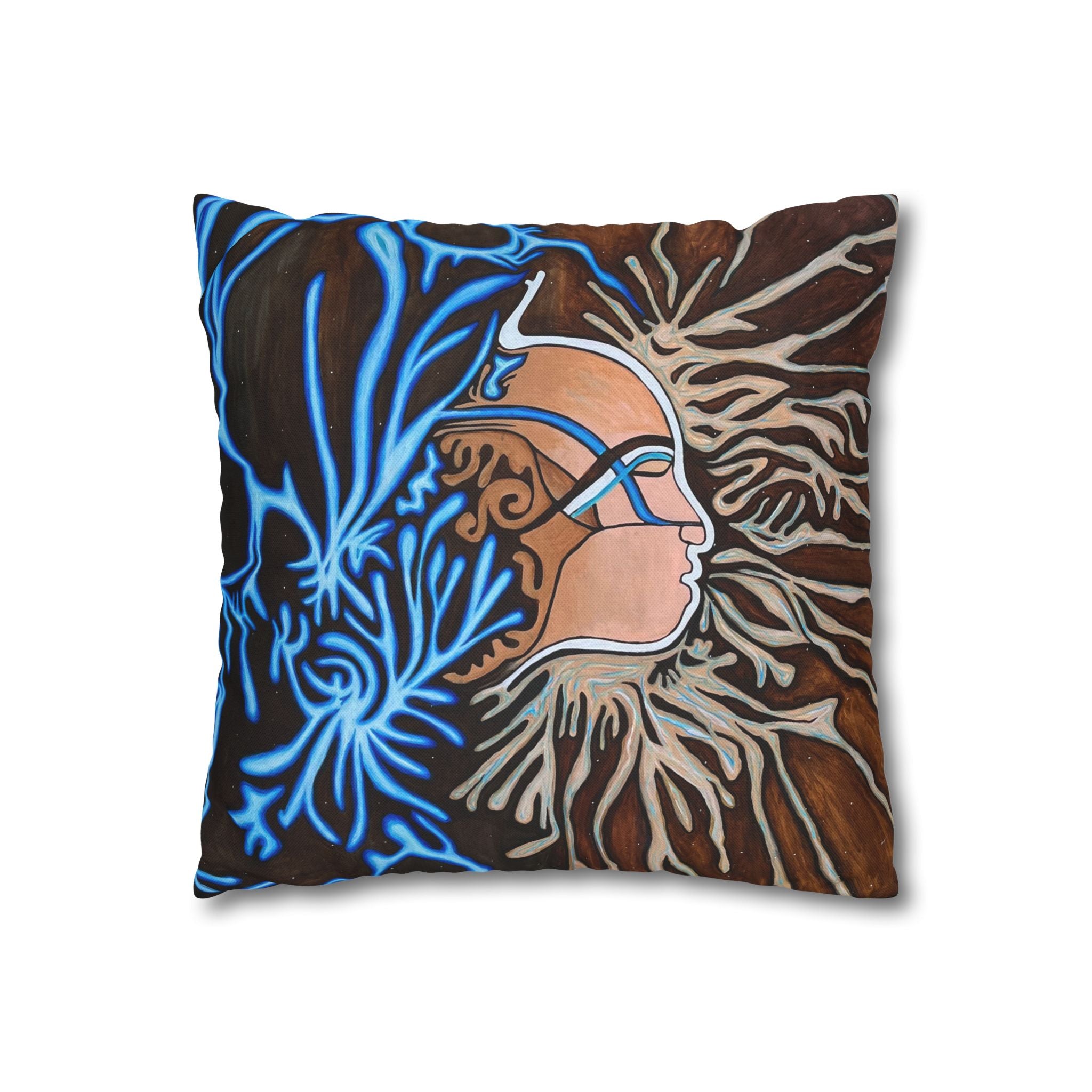 Artistic Mycelium Pillowcase, Unique Home Decor, Boho Chic Cushion Cover, Colorful Accent Pillow, Gifts for Art Lovers