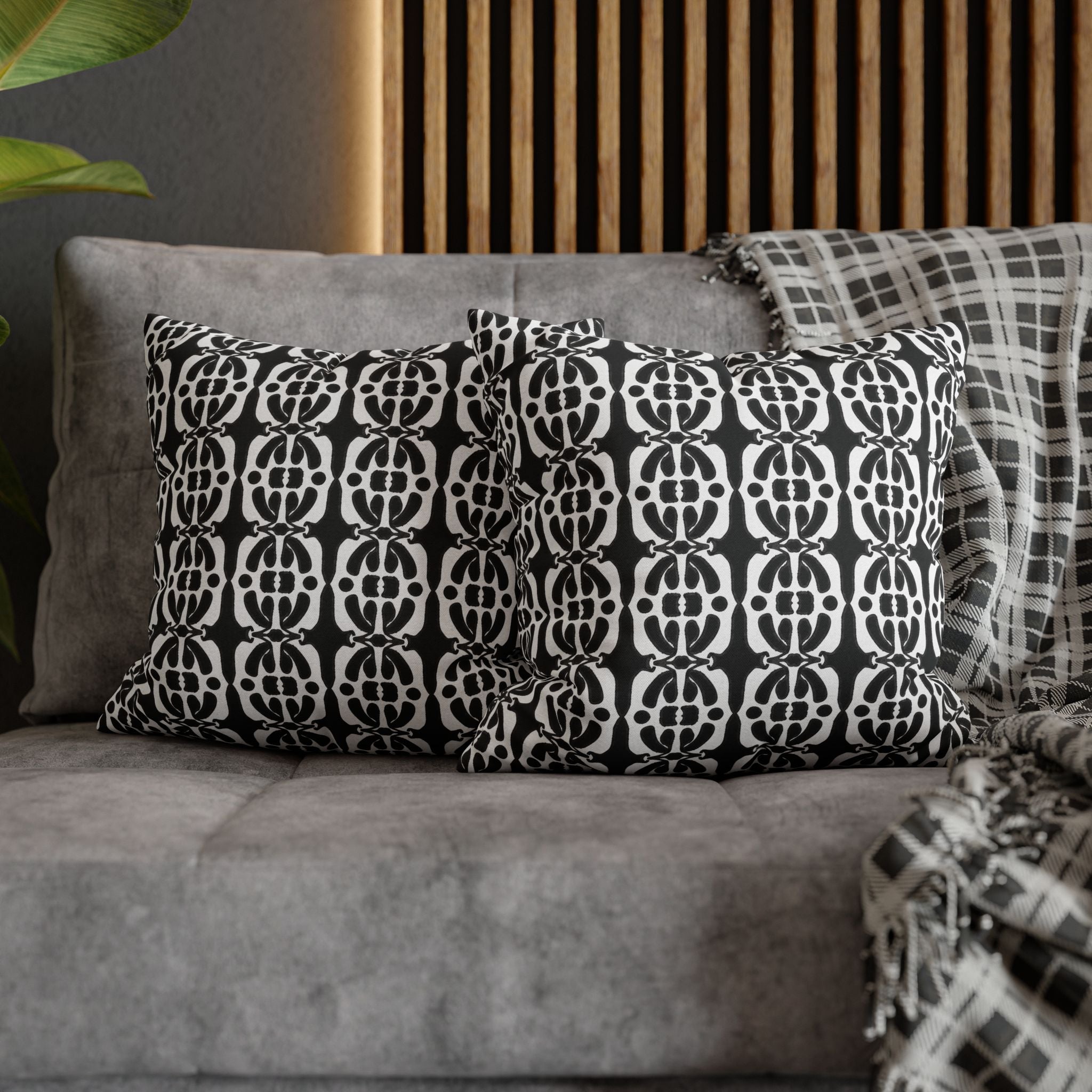 Black & White Geometric Pillowcase, Decorative throw pillow cover, Cozy home decor, Vibrant accent pillow, Modern home gift
