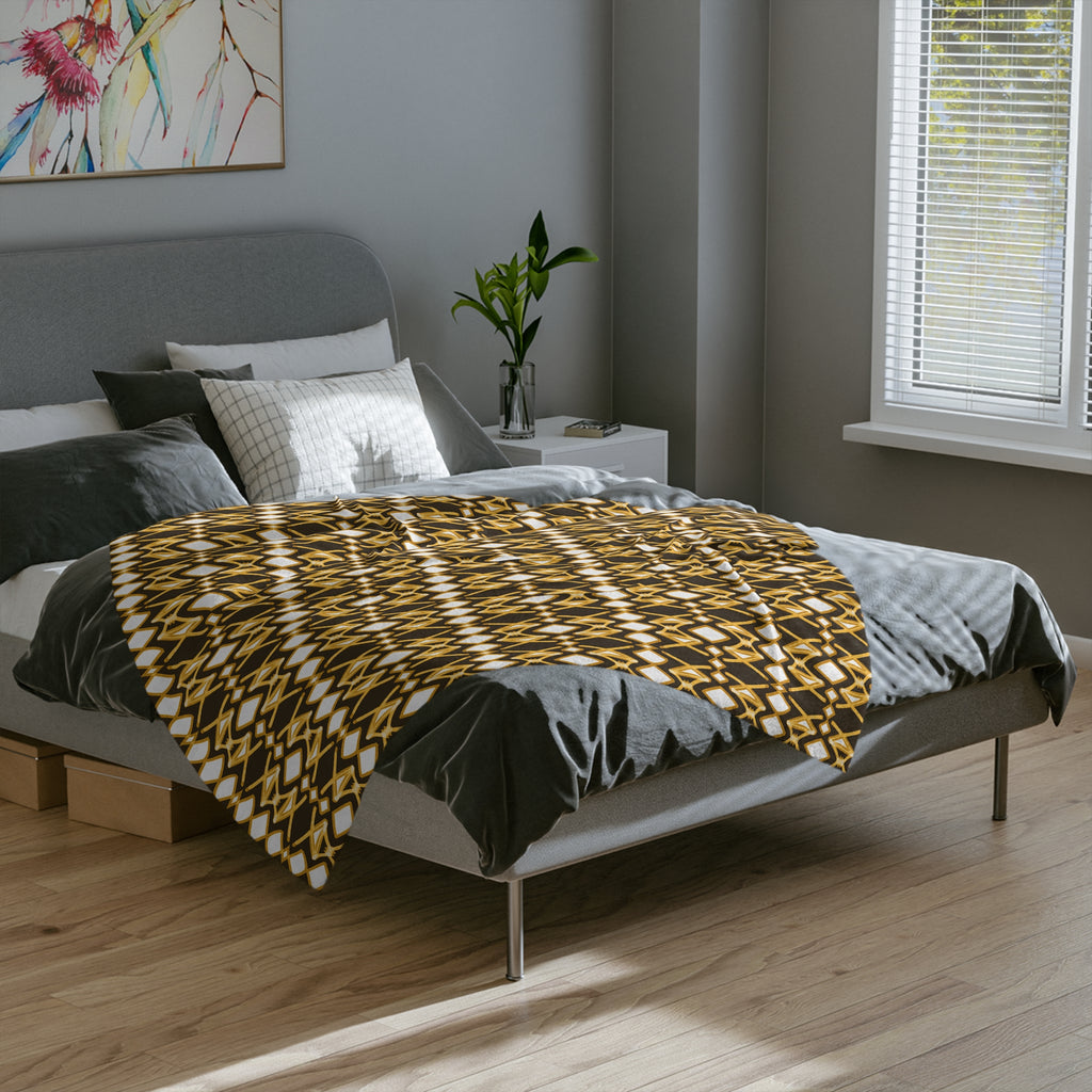 Yellow & Brown Cozy Velveteen Microfiber Blanket | Warm Throw Blanket, Decorative Bedding, Couch Cover, Gift for Home, Snug & Stylish