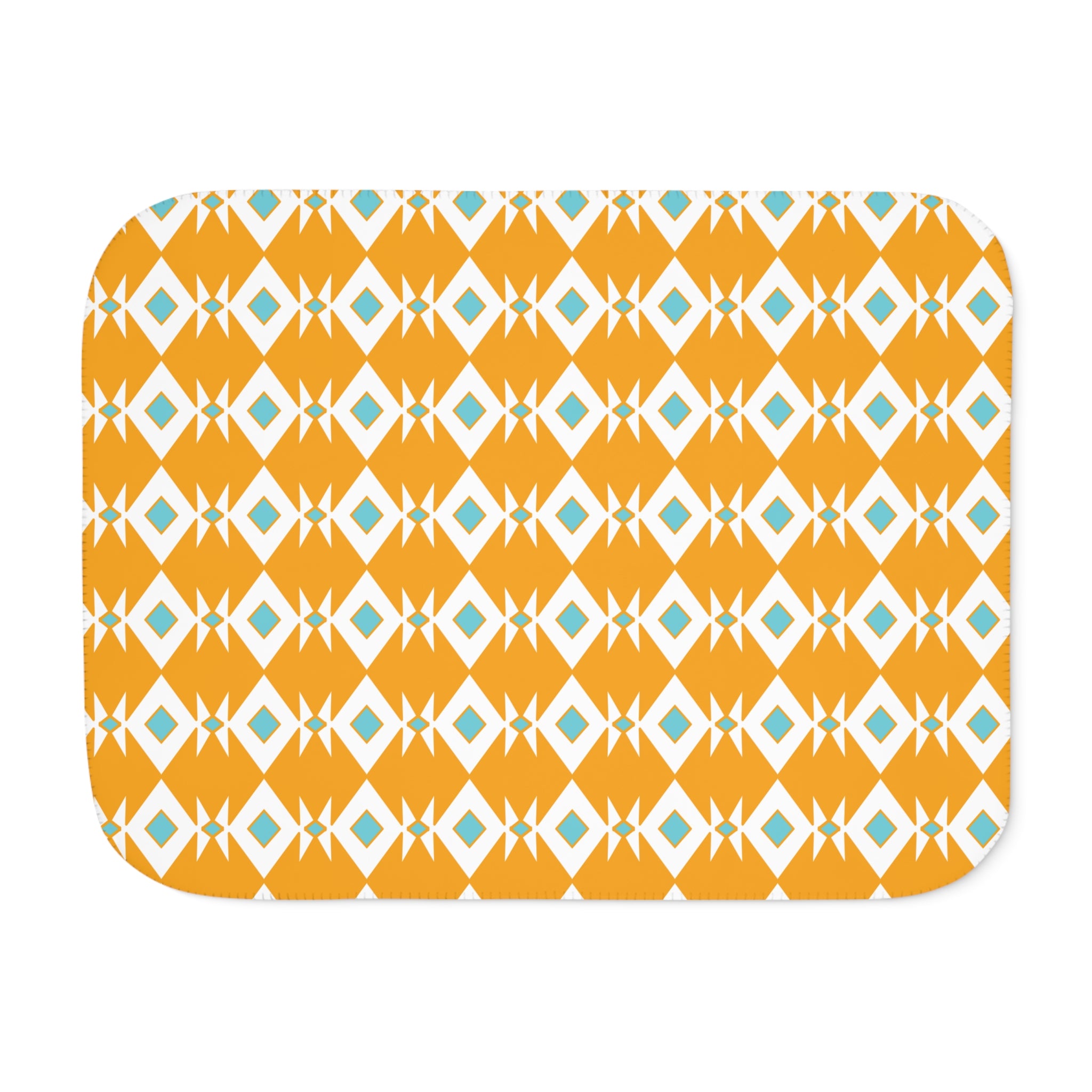 Yellow & Blue Geometric Design Cozy Sherpa Blanket for All Seasons, Decorative Throw, Warm Blanket for Couch, Perfect Gift for Home, Two Colors