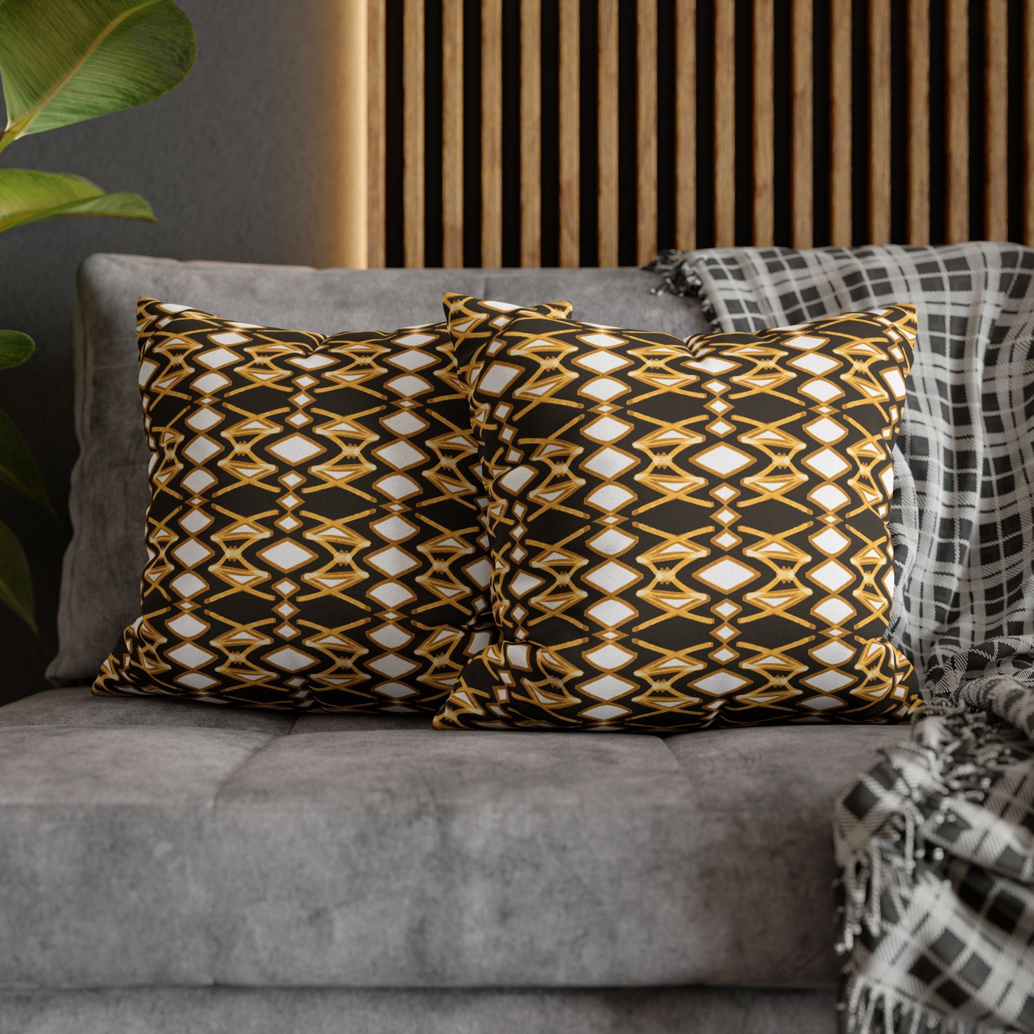 Yellow & Brown Geometric Pillowcase, Decorative throw pillow cover, Cozy home decor, Vibrant accent pillow, Modern home gift
