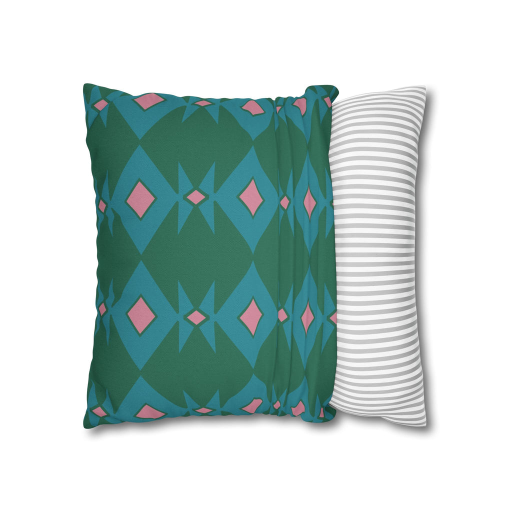 Green & Pink Geometric Pillowcase, Decorative throw pillow cover, Cozy home decor, Vibrant accent pillow, Modern home gift