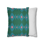 Green & Pink Geometric Pillowcase, Decorative throw pillow cover, Cozy home decor, Vibrant accent pillow, Modern home gift