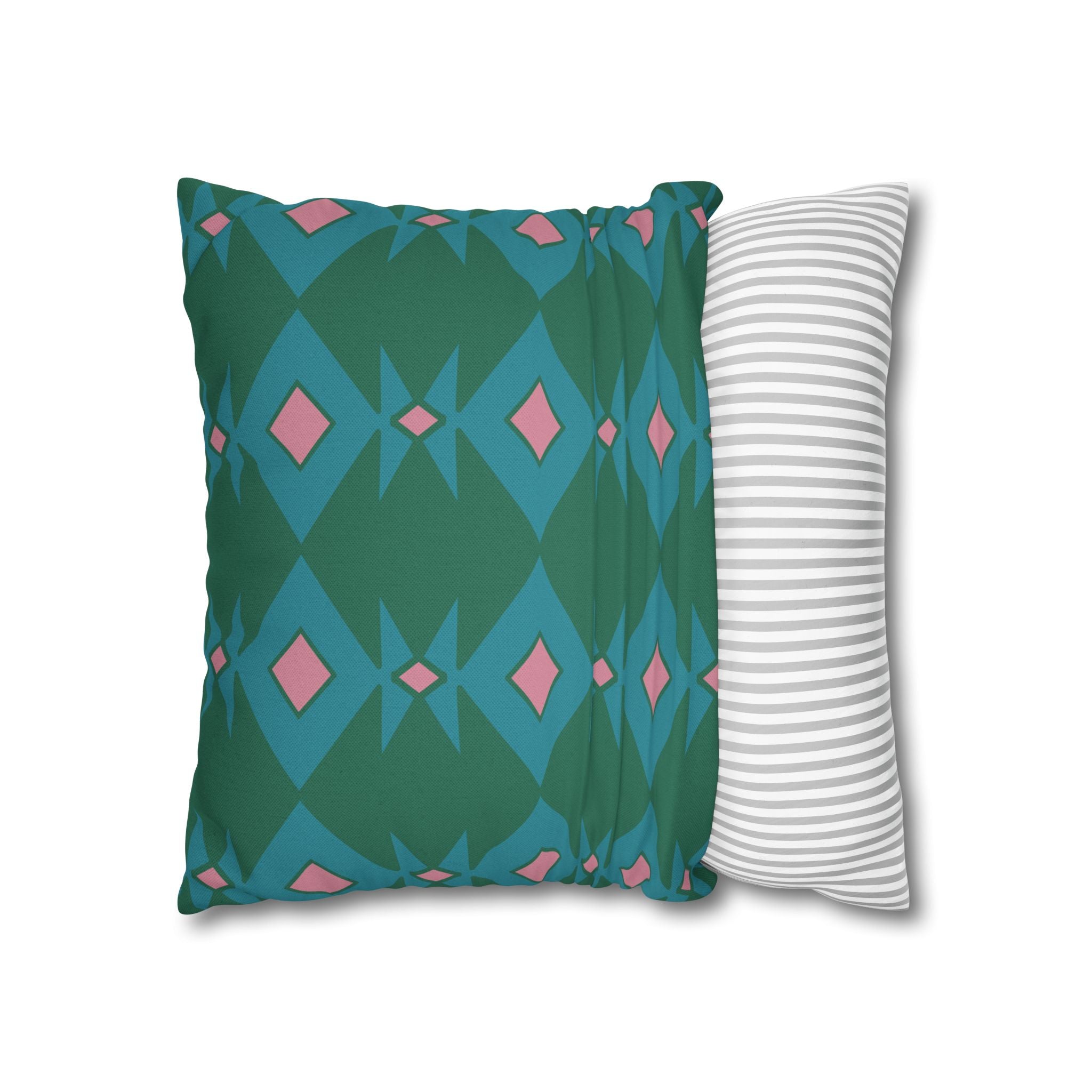 Green & Pink Geometric Pillowcase, Decorative throw pillow cover, Cozy home decor, Vibrant accent pillow, Modern home gift