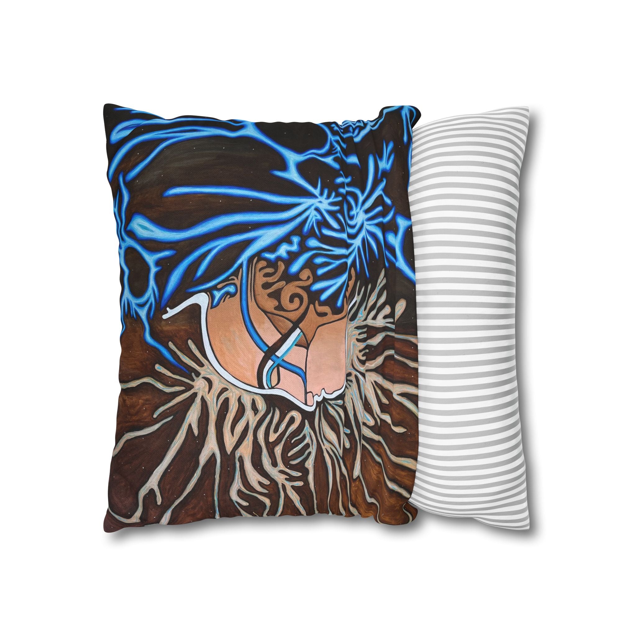 Artistic Mycelium Pillowcase, Unique Home Decor, Boho Chic Cushion Cover, Colorful Accent Pillow, Gifts for Art Lovers