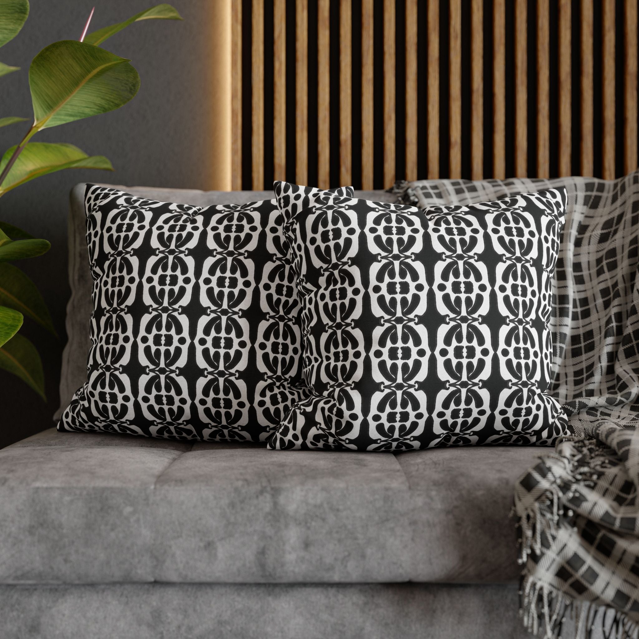 Black & White Geometric Pillowcase, Decorative throw pillow cover, Cozy home decor, Vibrant accent pillow, Modern home gift