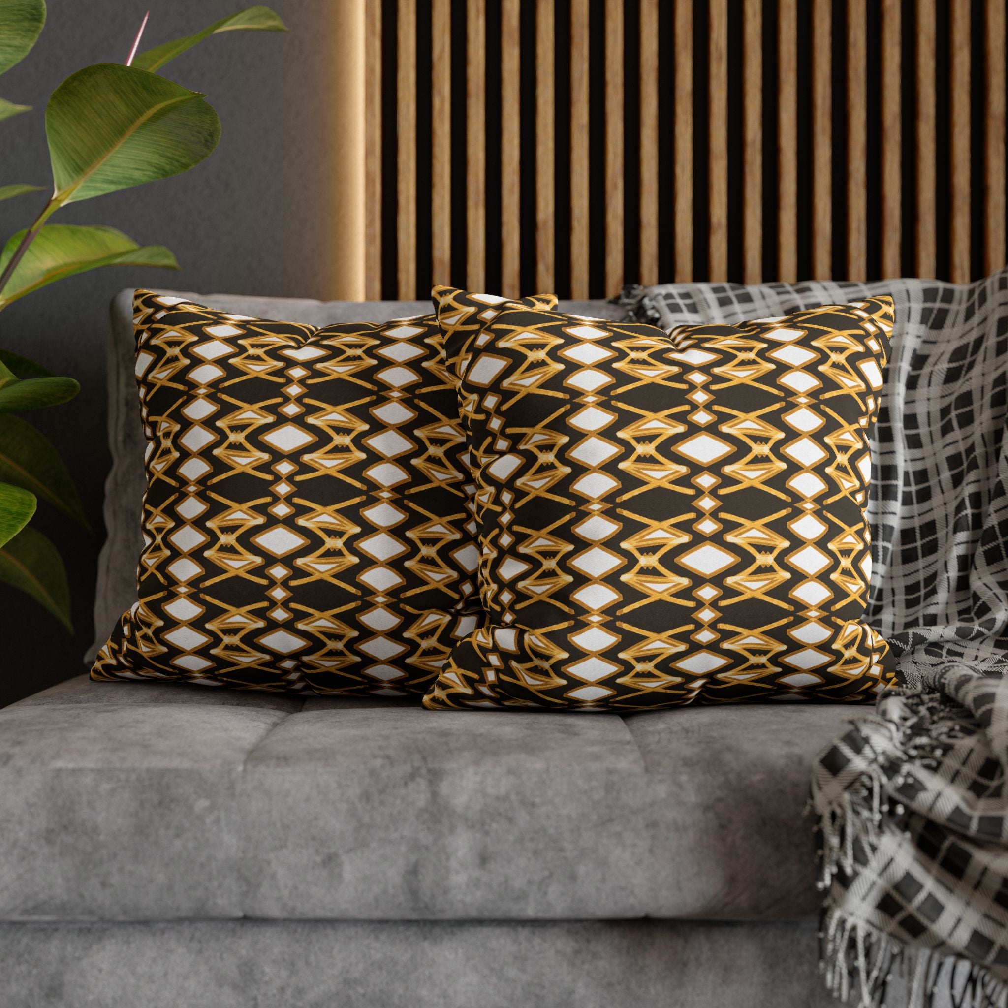 Yellow & Brown Geometric Pillowcase, Decorative throw pillow cover, Cozy home decor, Vibrant accent pillow, Modern home gift