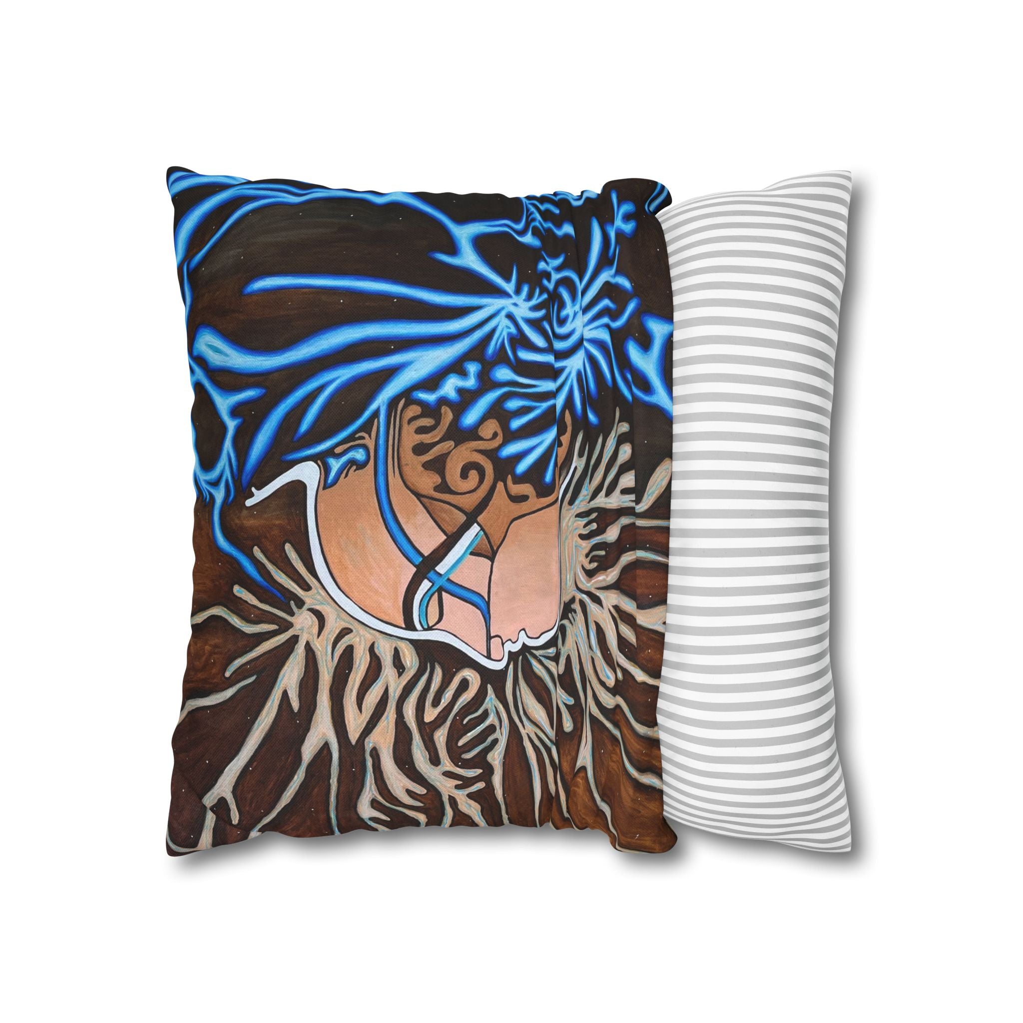 Artistic Mycelium Pillowcase, Unique Home Decor, Boho Chic Cushion Cover, Colorful Accent Pillow, Gifts for Art Lovers