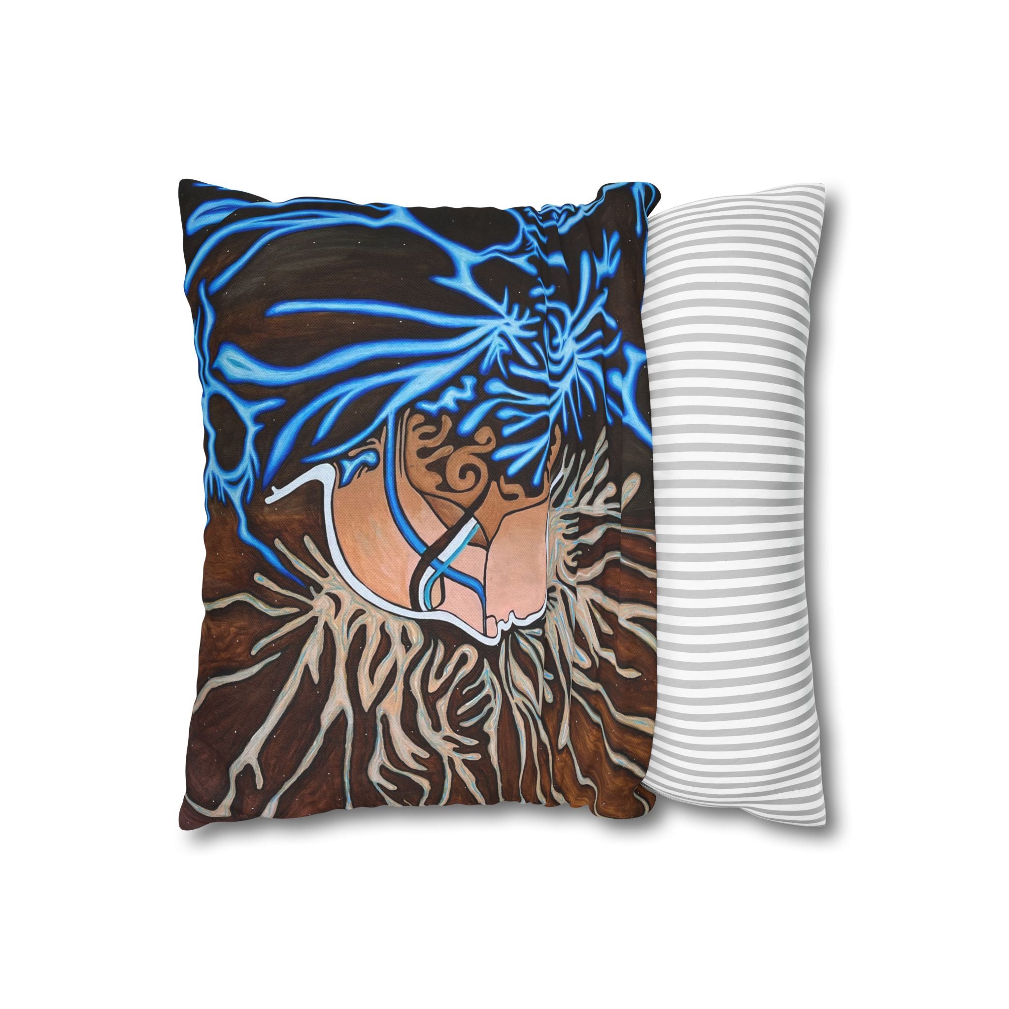 Artistic Mycelium Pillowcase, Unique Home Decor, Boho Chic Cushion Cover, Colorful Accent Pillow, Gifts for Art Lovers