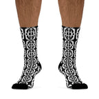 Black & White Patterned Socks for Men & Women, Sustainable Gifts, Fun Footwear, Earth Day Socks, Fashionable Daily Wear