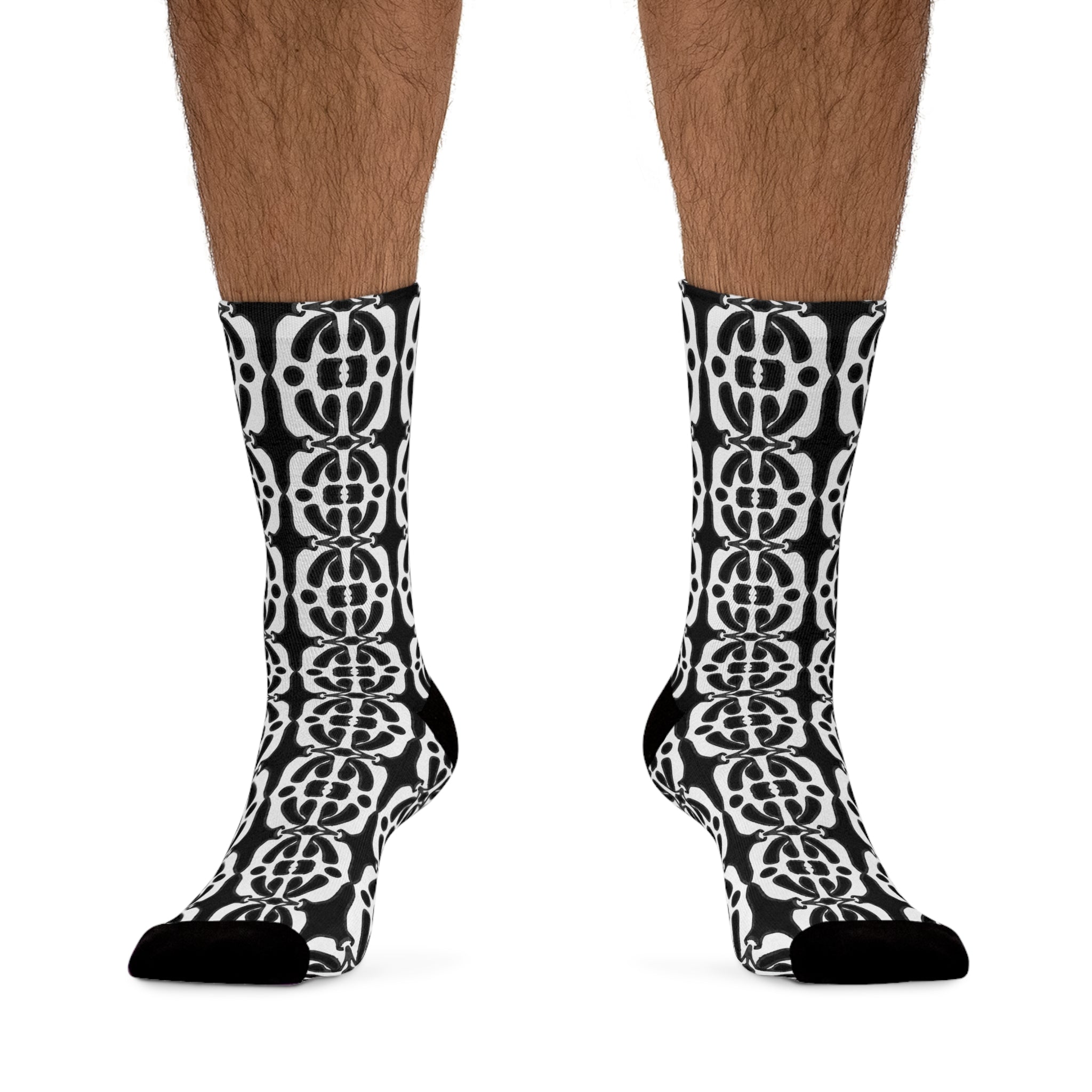 Black & White Patterned Socks for Men & Women, Sustainable Gifts, Fun Footwear, Earth Day Socks, Fashionable Daily Wear